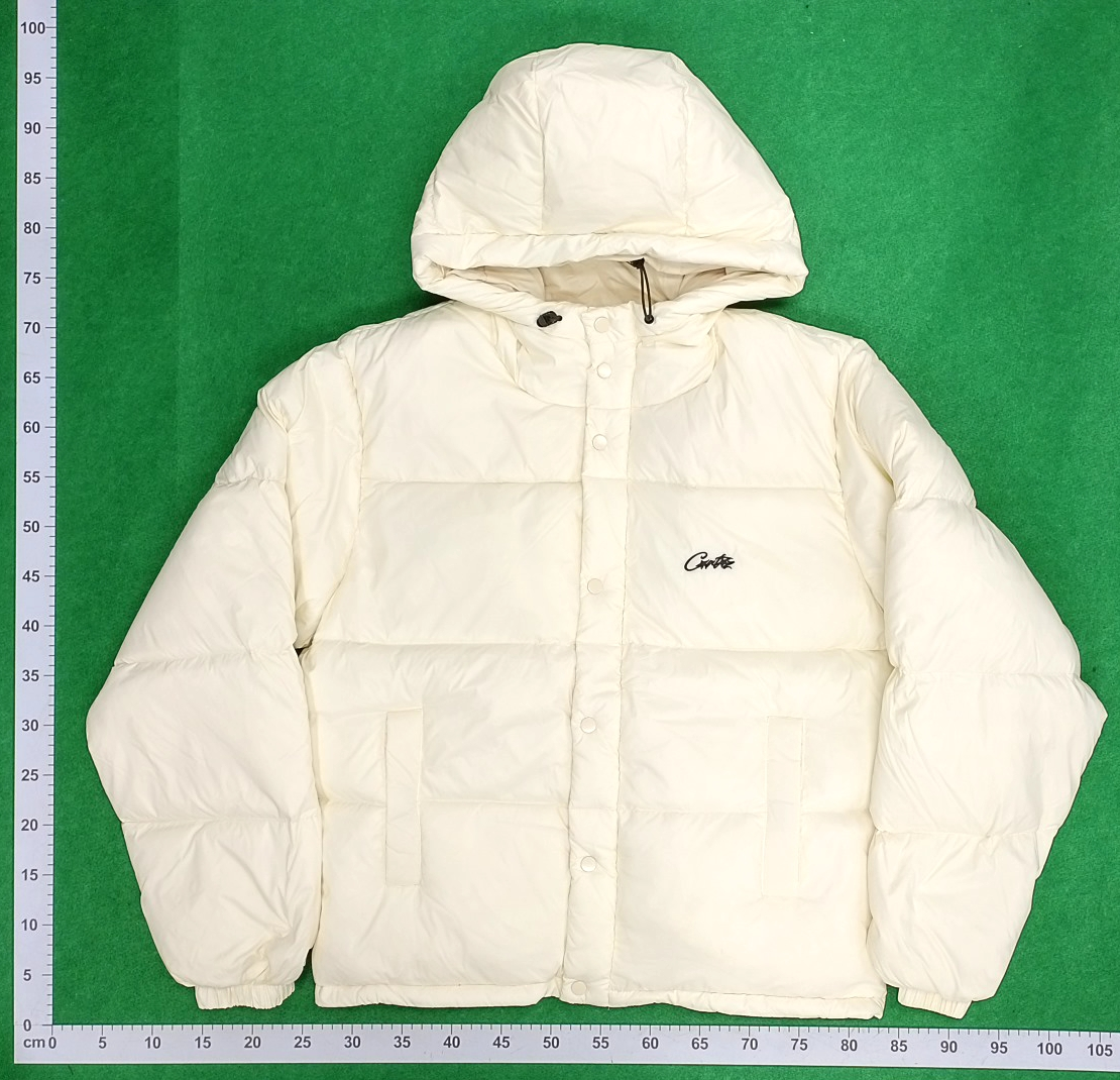 Cream Hooded Puffer Jacket for Men and Women