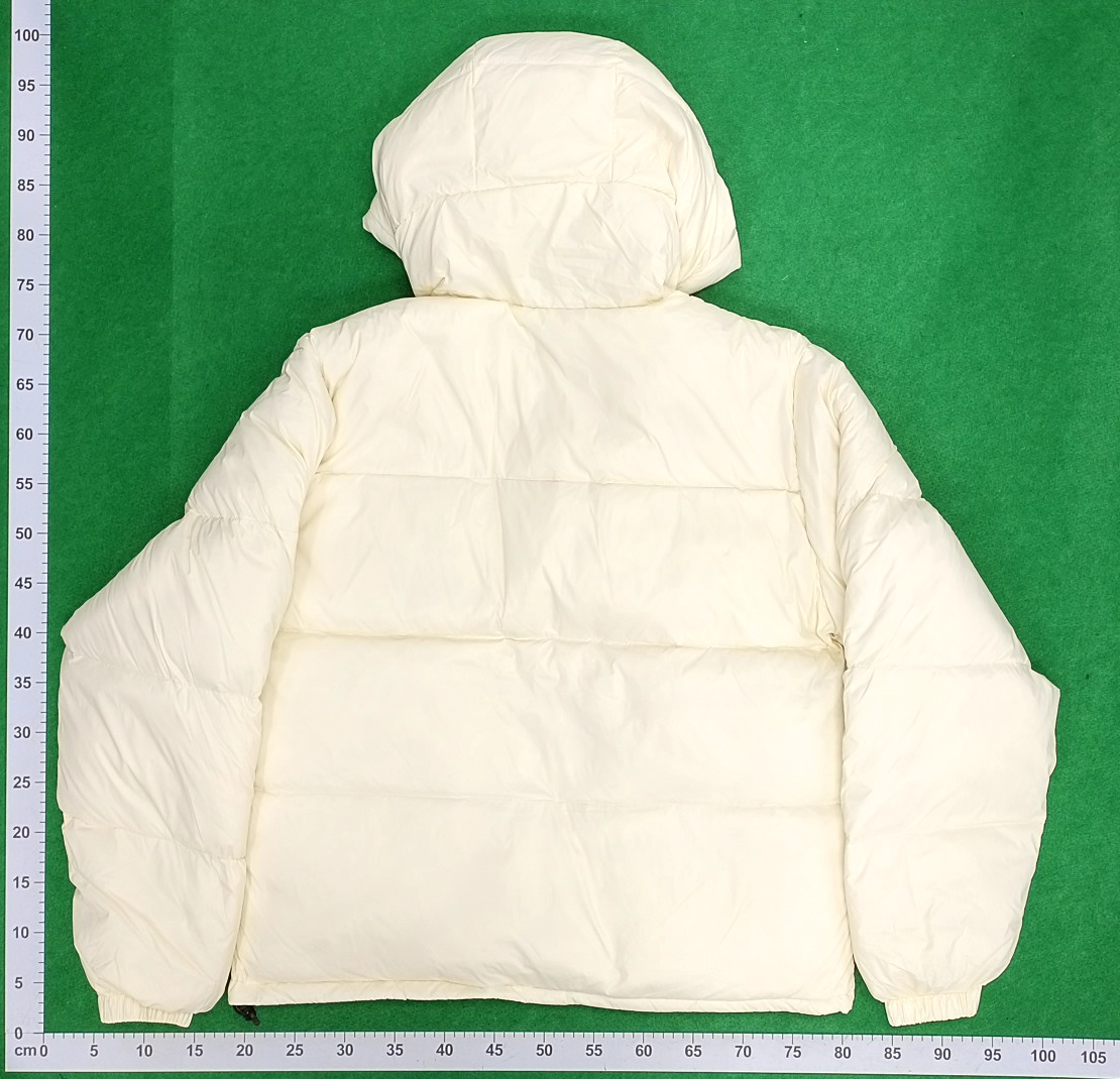 Cream Hooded Puffer Jacket for Men and Women