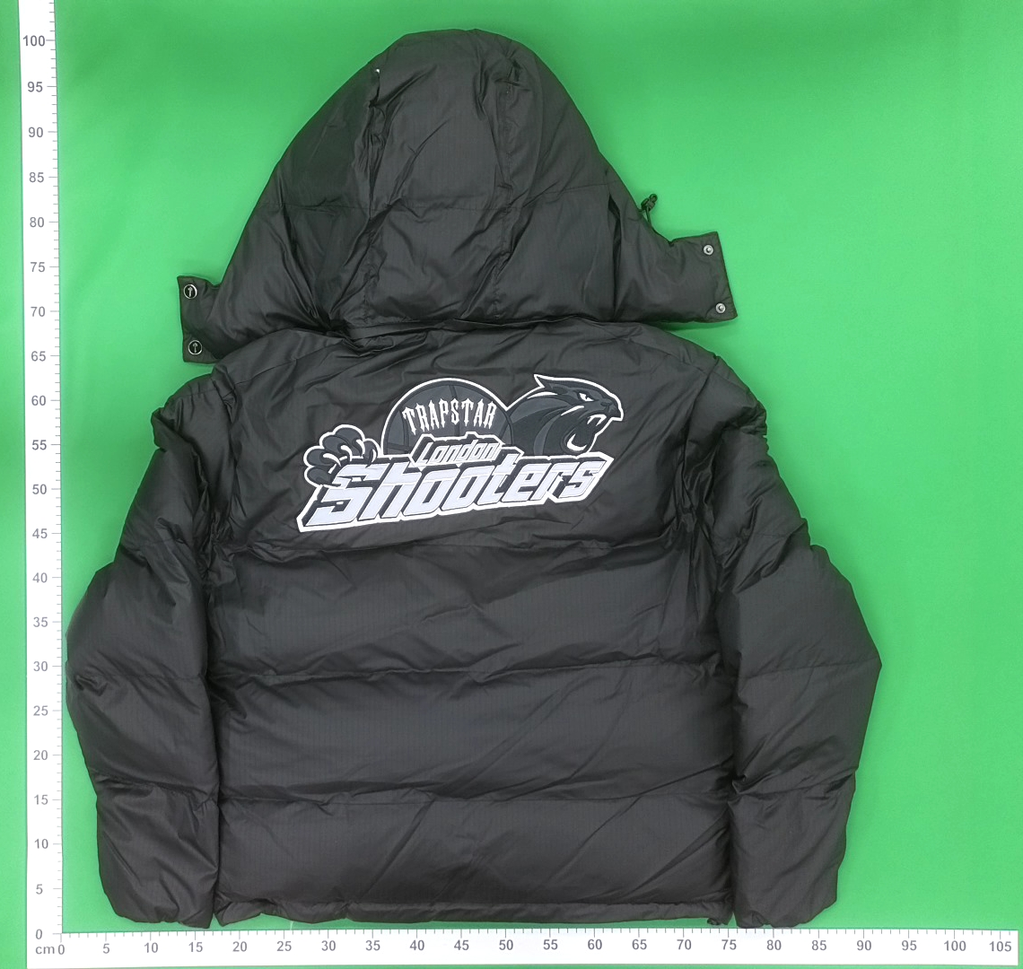 Black Quilted Down Jacket with Detachable Hood