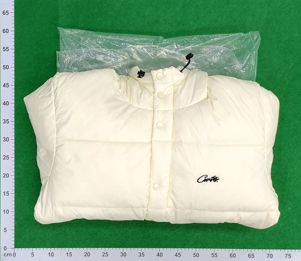 Cream Hooded Puffer Jacket for Men and Women