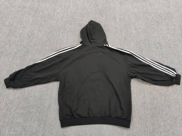 Adidas Black Hooded Track Jacket with White Stripes