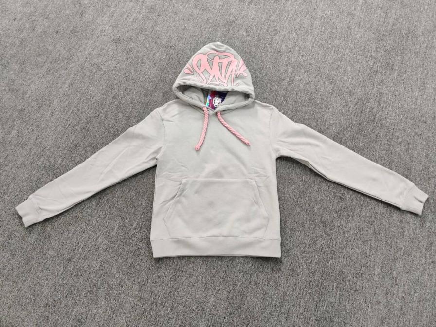 Cozy Gray Hoodie & Sweatpants Set with Pink Drawstrings