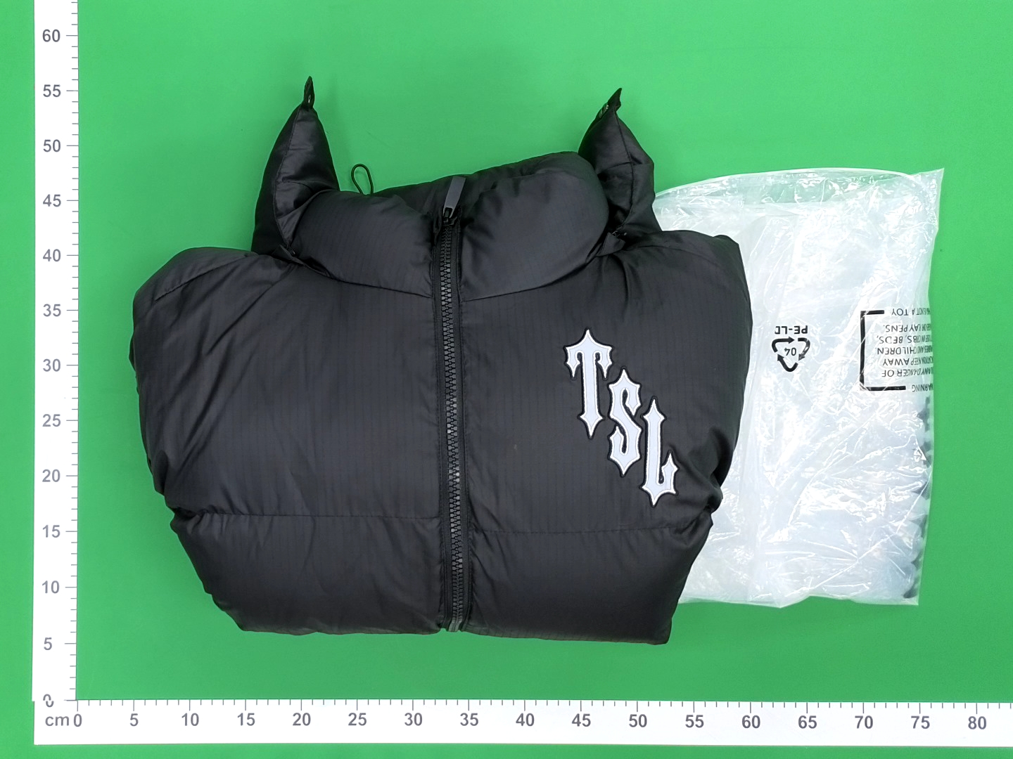 Black Quilted Down Jacket with Detachable Hood