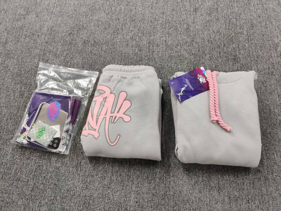 Cozy Gray Hoodie & Sweatpants Set with Pink Drawstrings