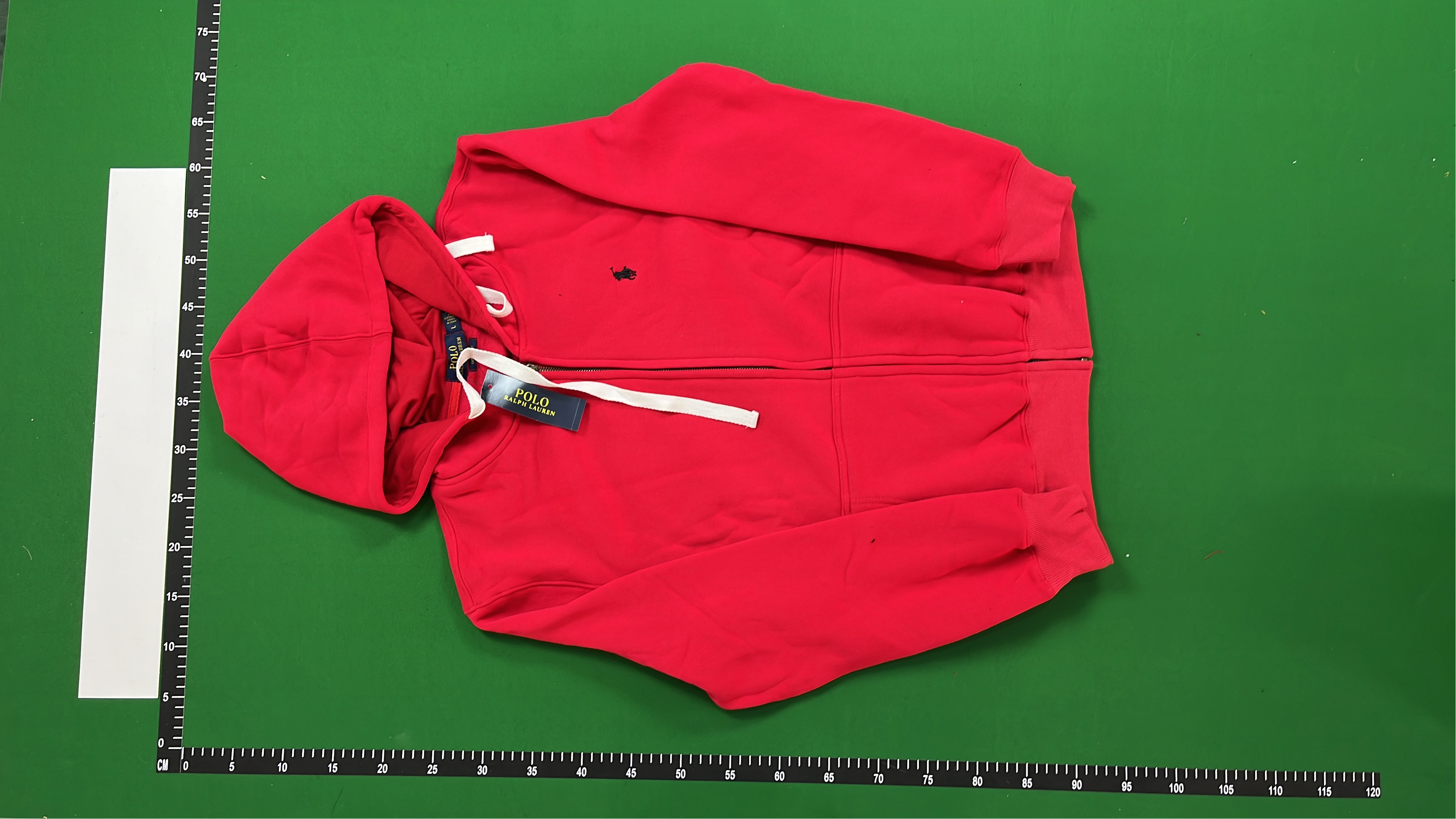 White Zip-Up Hoodie with Pony Logo - Men's Sweatshirt