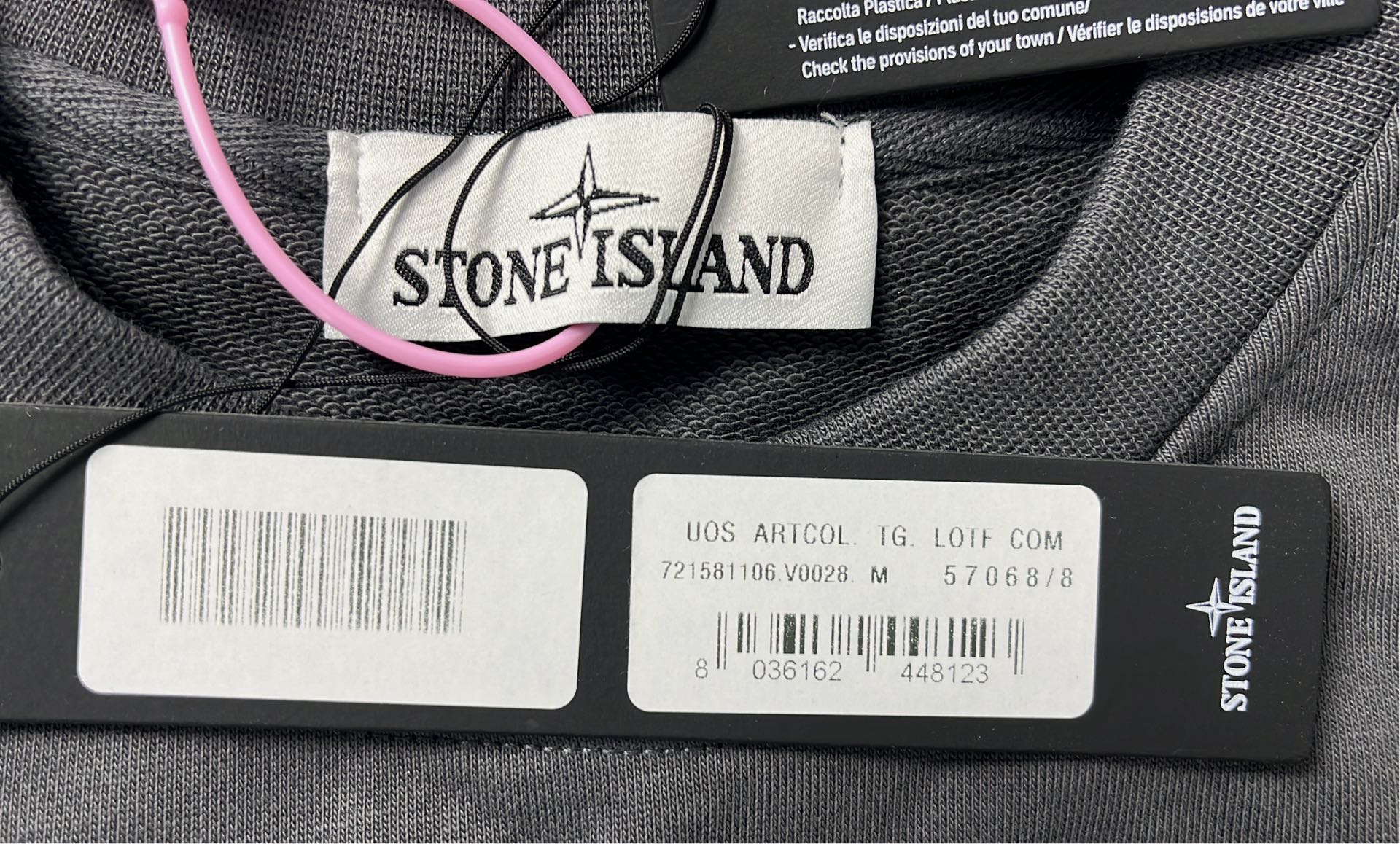 White Stone Island Crewneck Sweatshirt with Patch