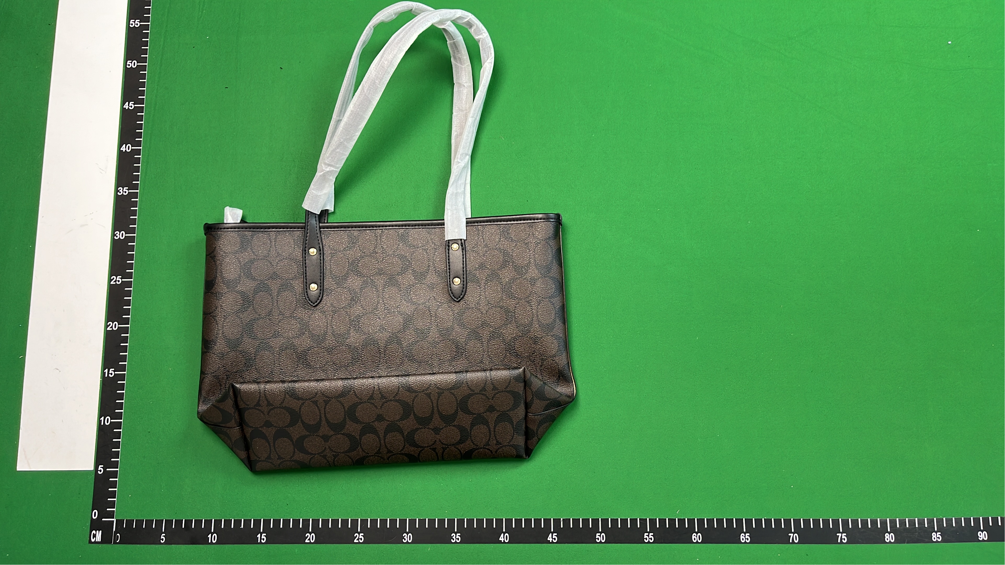 Coach Signature Tote Bag in Beige with White Trim