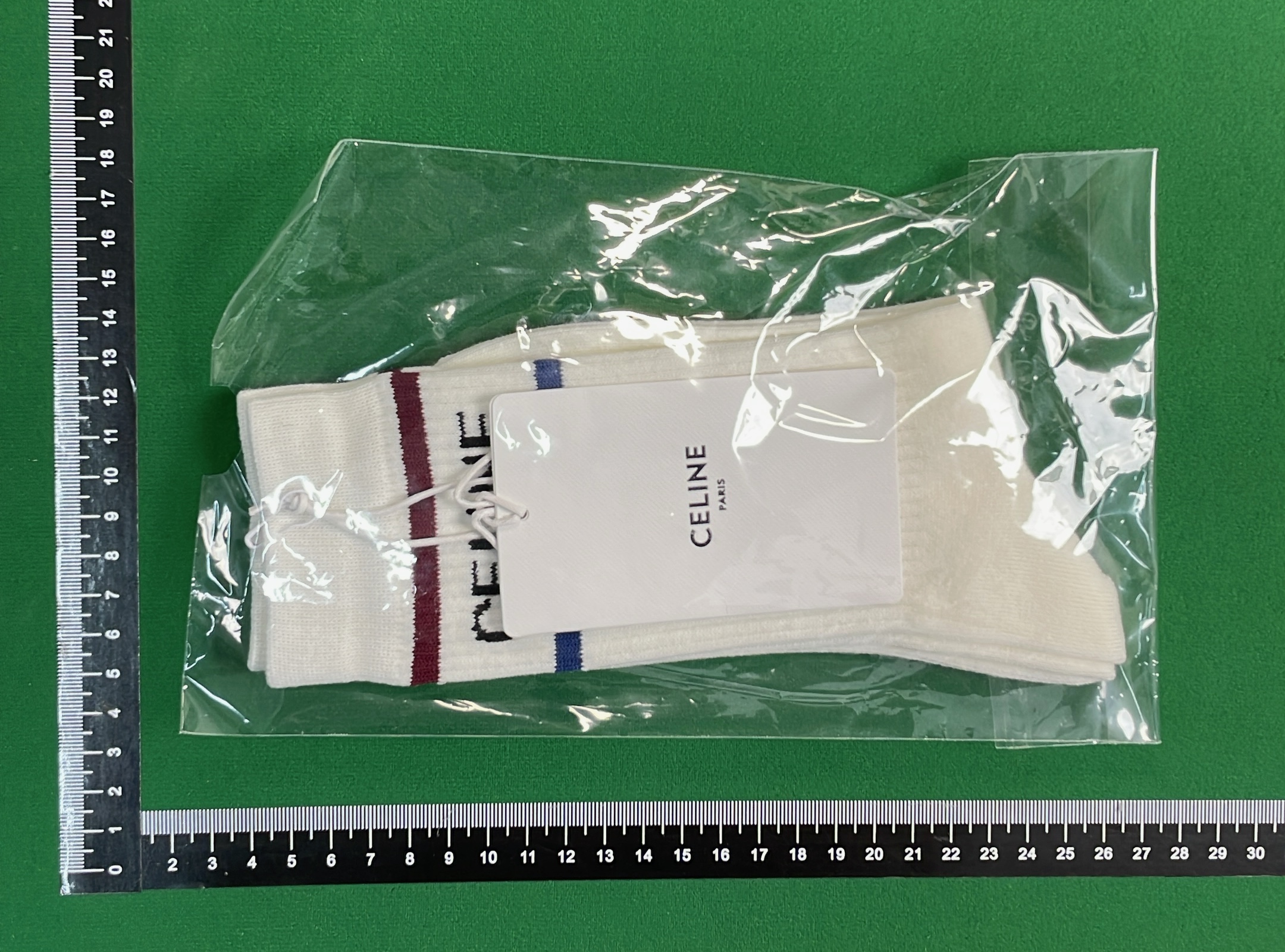 Celine White Logo Socks with Color Stripes