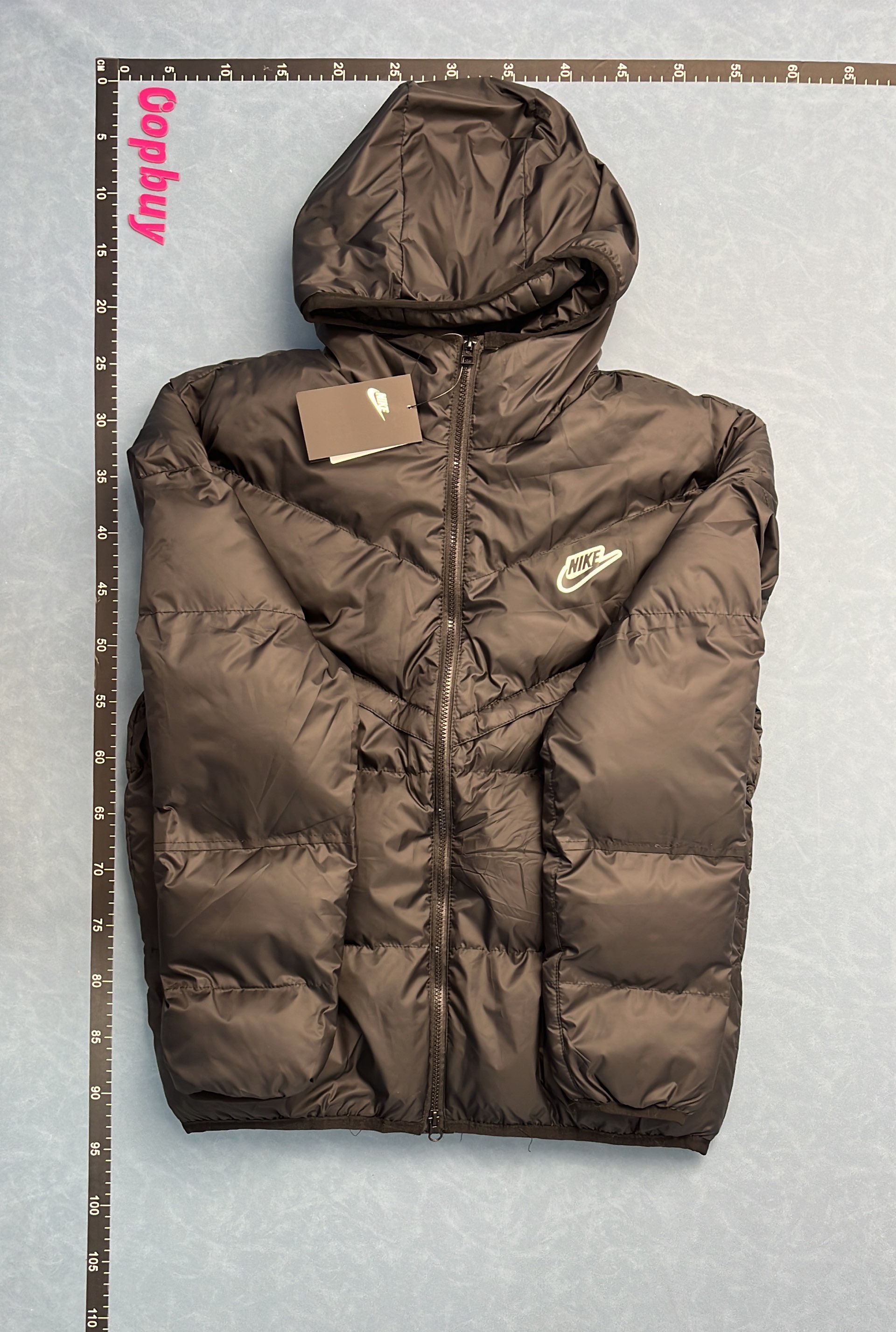 Nike Black Puffer Jacket with Hood and Logo