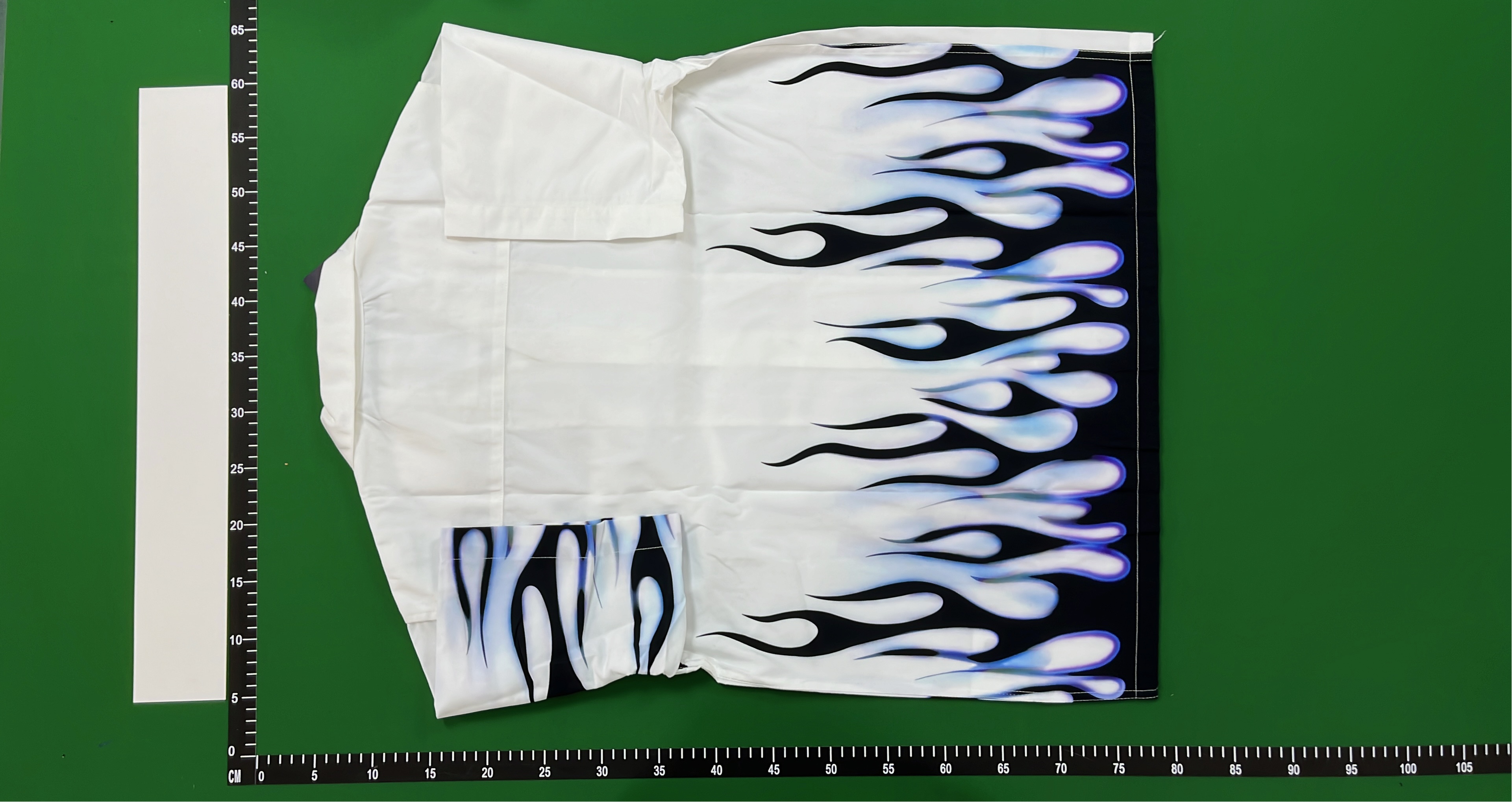 Prada Flame Print White Short Sleeve Shirt Men's Fashion