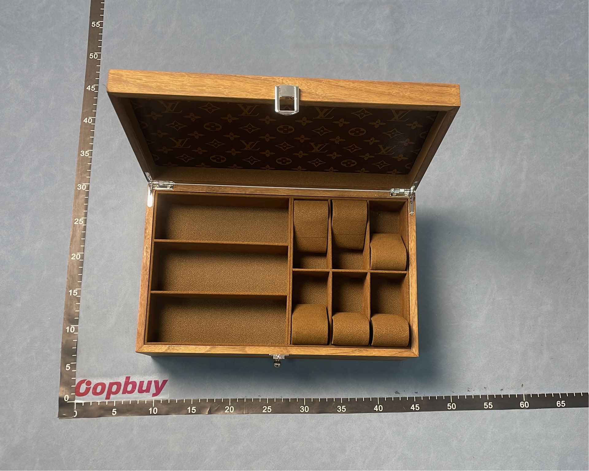 Luxury Wooden Jewelry Box with Monogram Interior