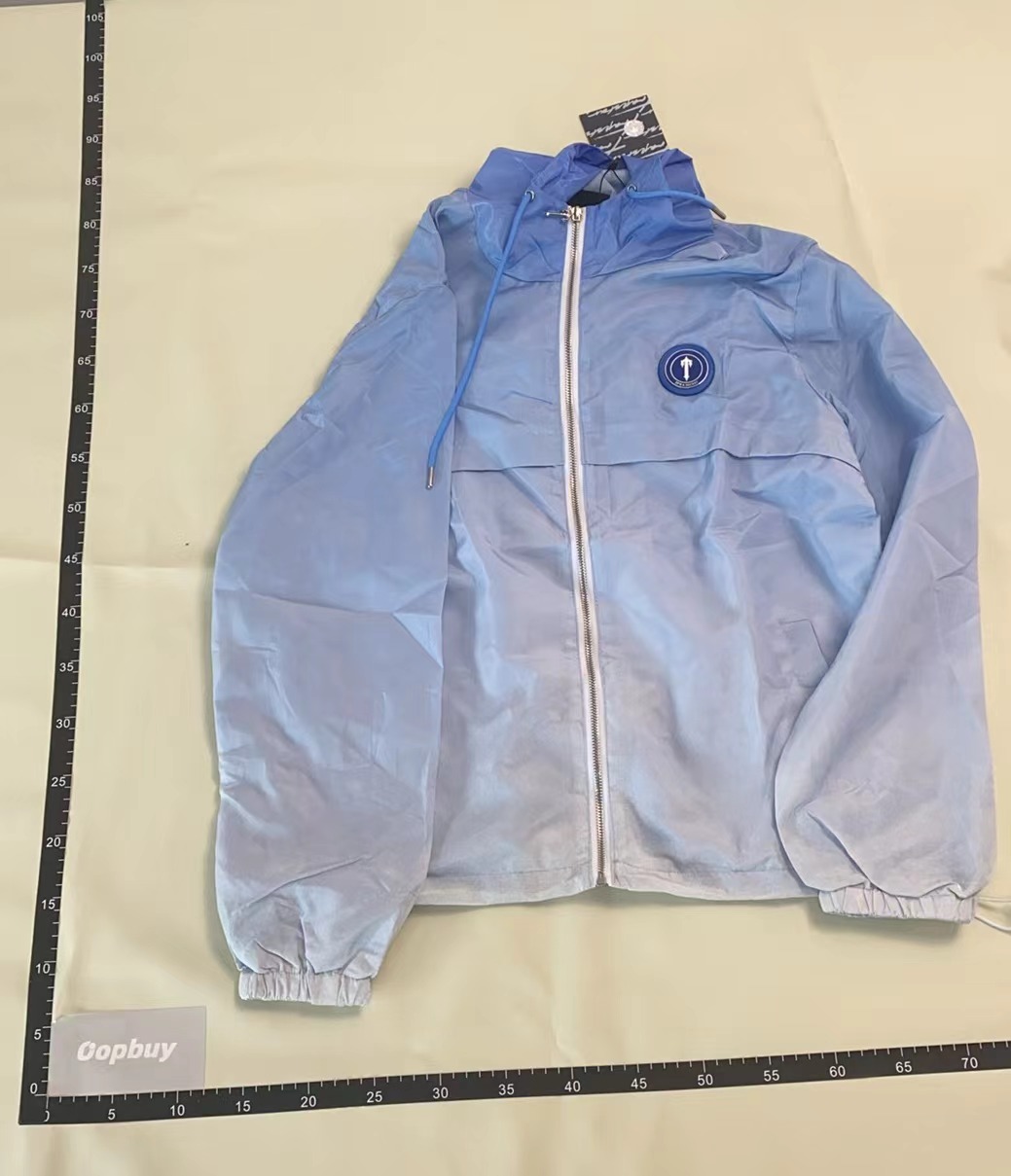 Light Blue Hooded Windbreaker Jacket for Men and Women