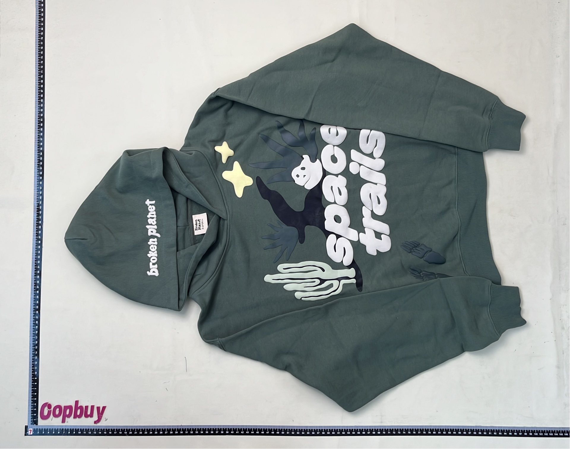 Abstract Art Print Hoodie - Green Oversized Sweatshirt