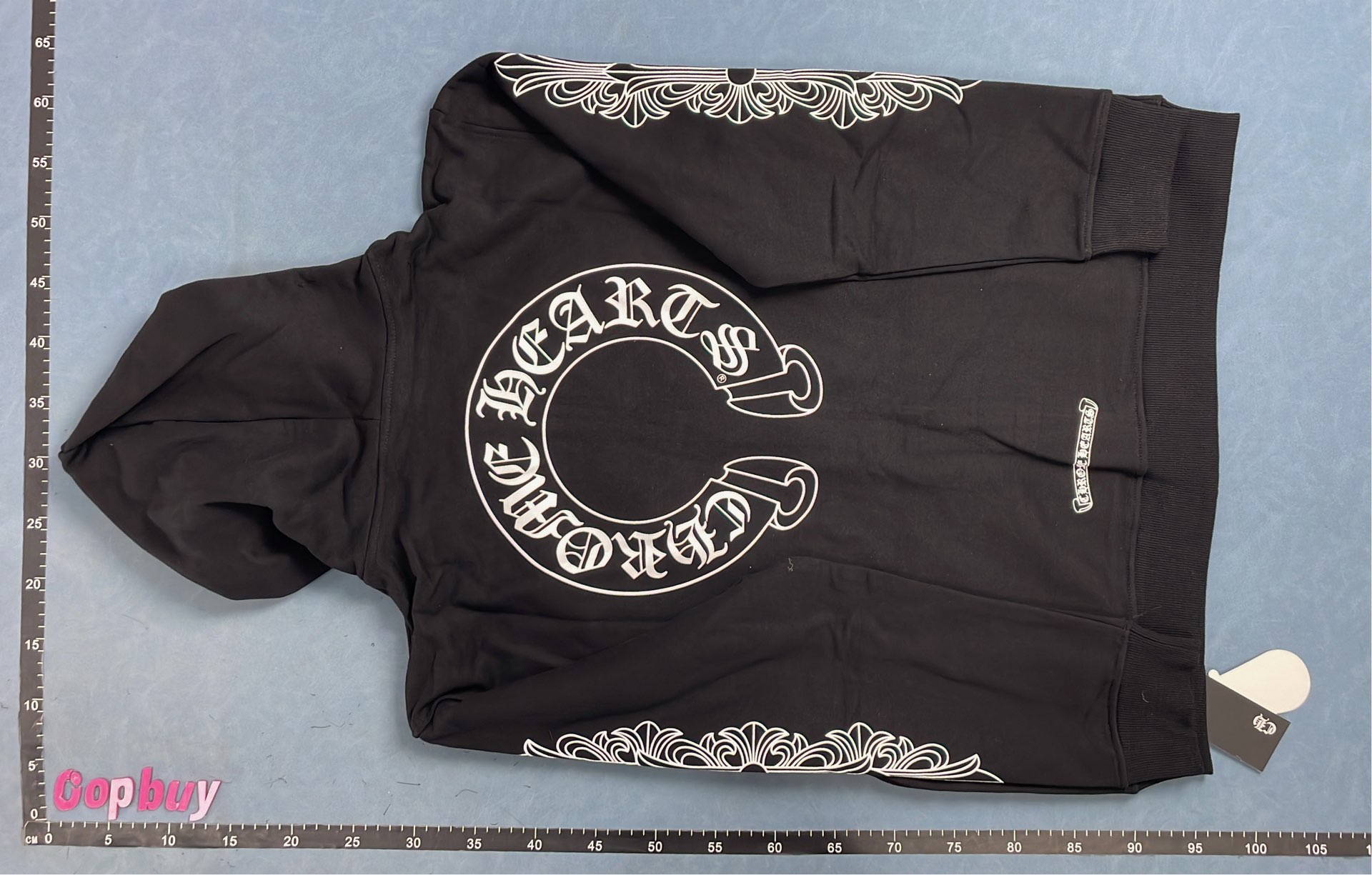 Chrome Hearts Hoodie with Horseshoe Logo and Ornate Sleeve Design
