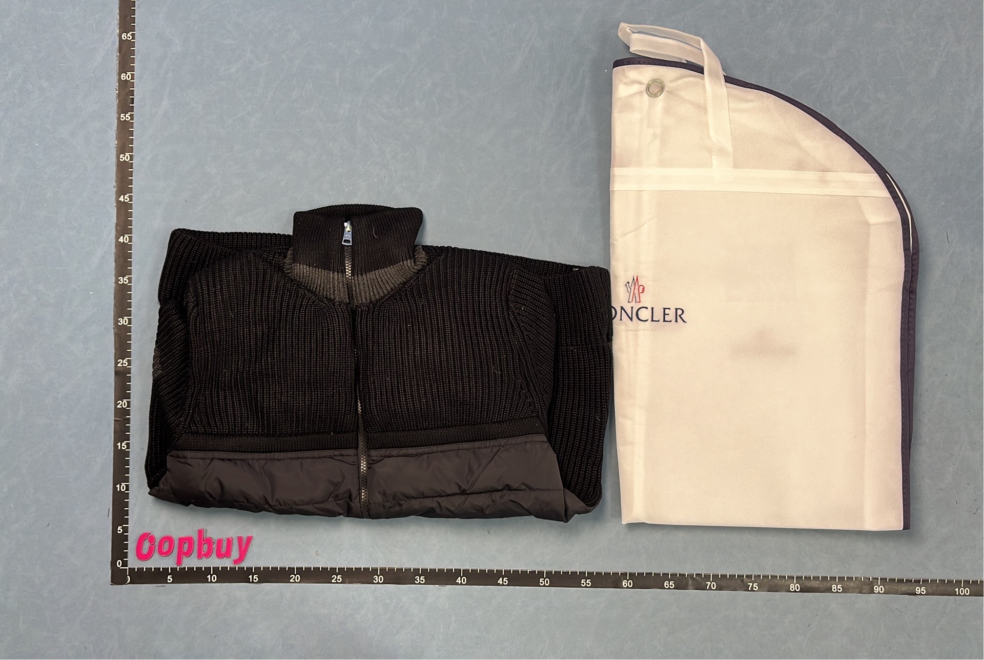 Moncler Knit Hybrid Down Jacket in Olive Green and Black