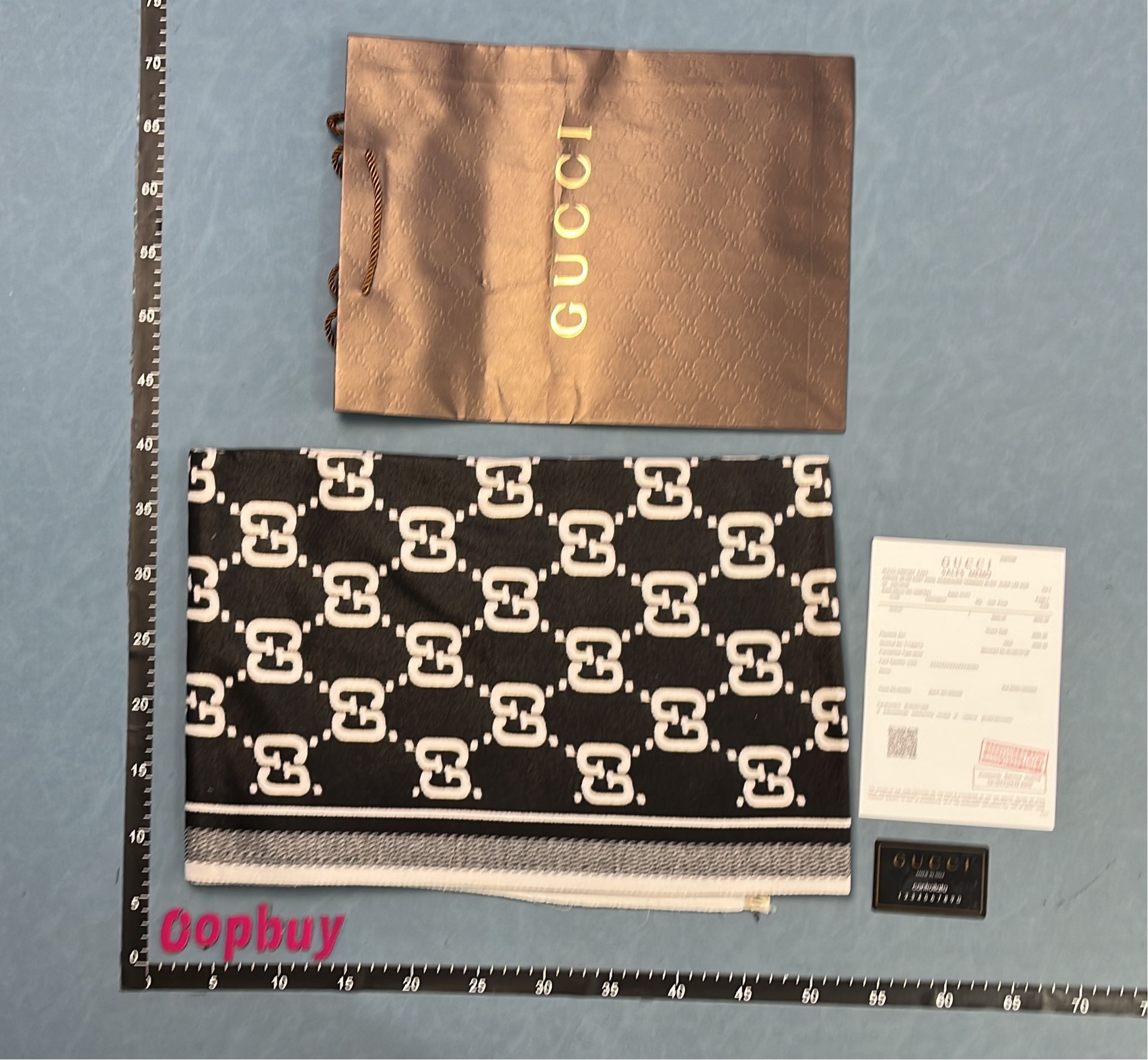 Gucci GG Monogram Scarf Black White