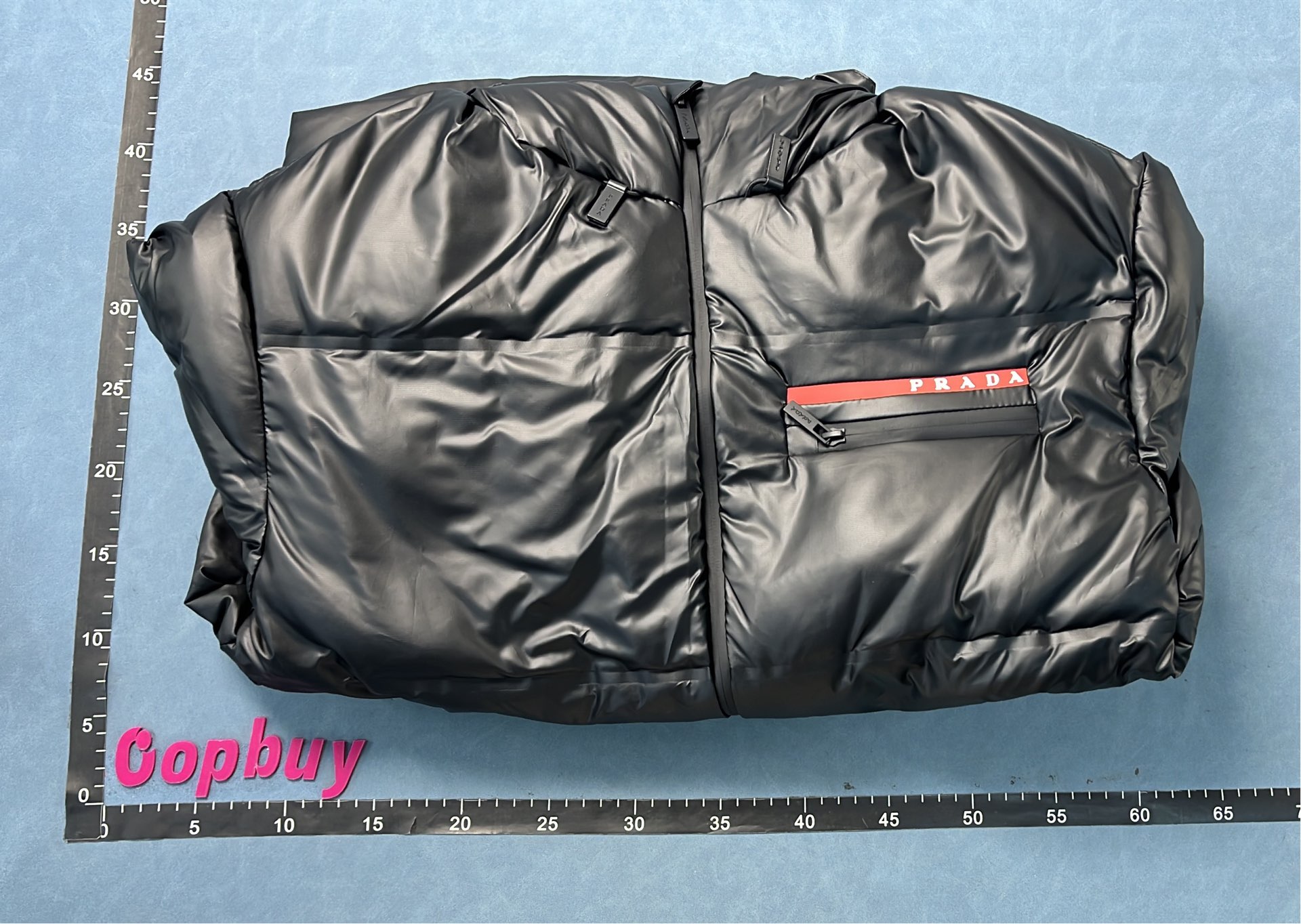 Prada Black Puffer Jacket with Hood and Logo Patch