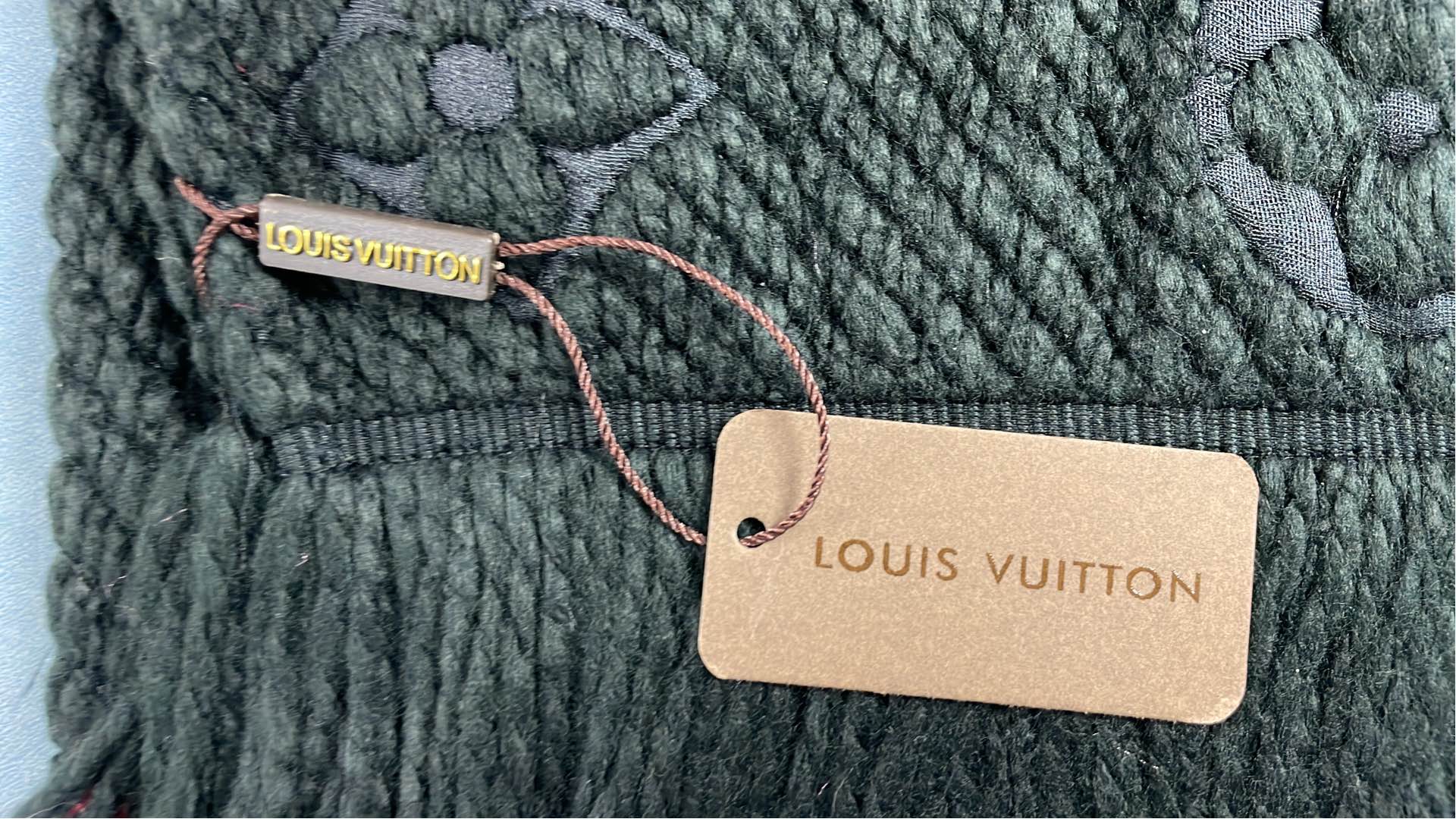 LV Monogram Black Scarf with Fringe