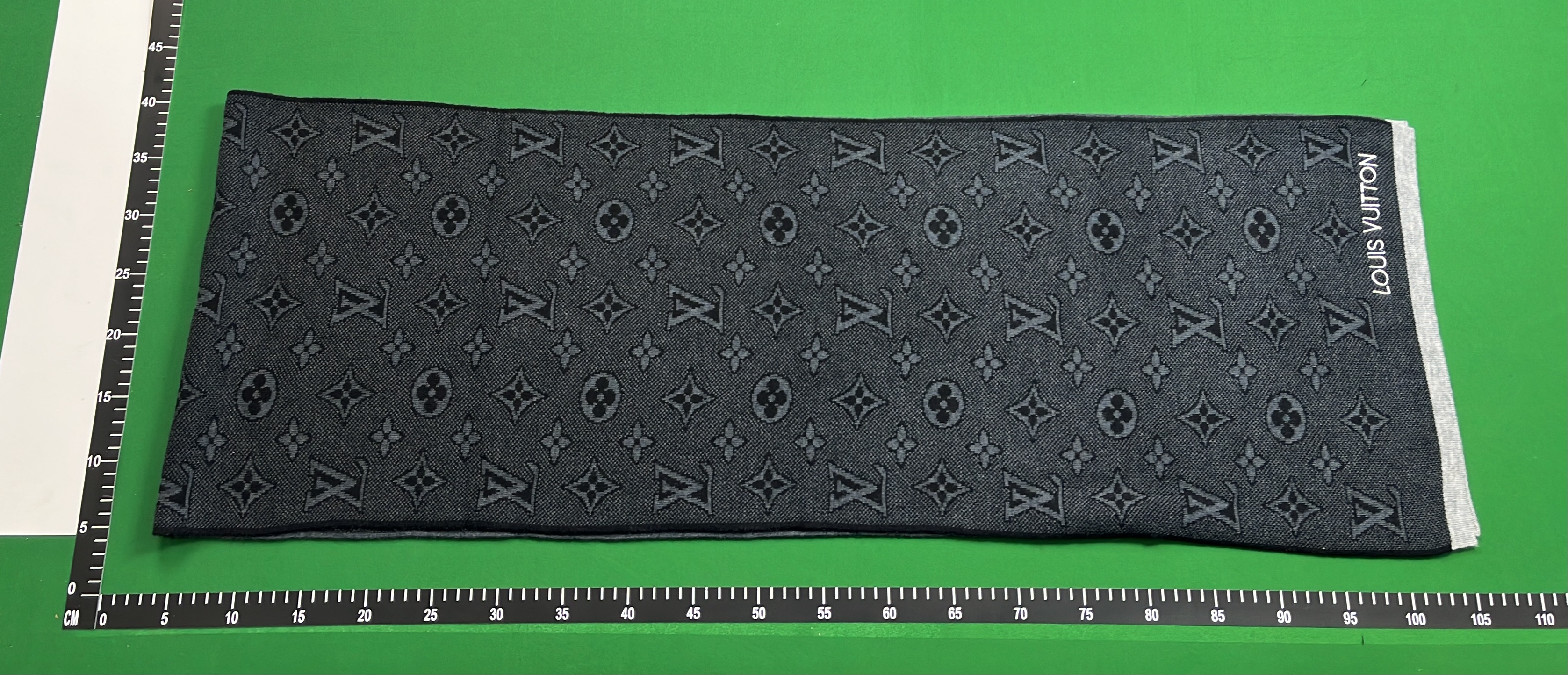 Louis Vuitton Monogram Scarf with Blue and Gray Trim