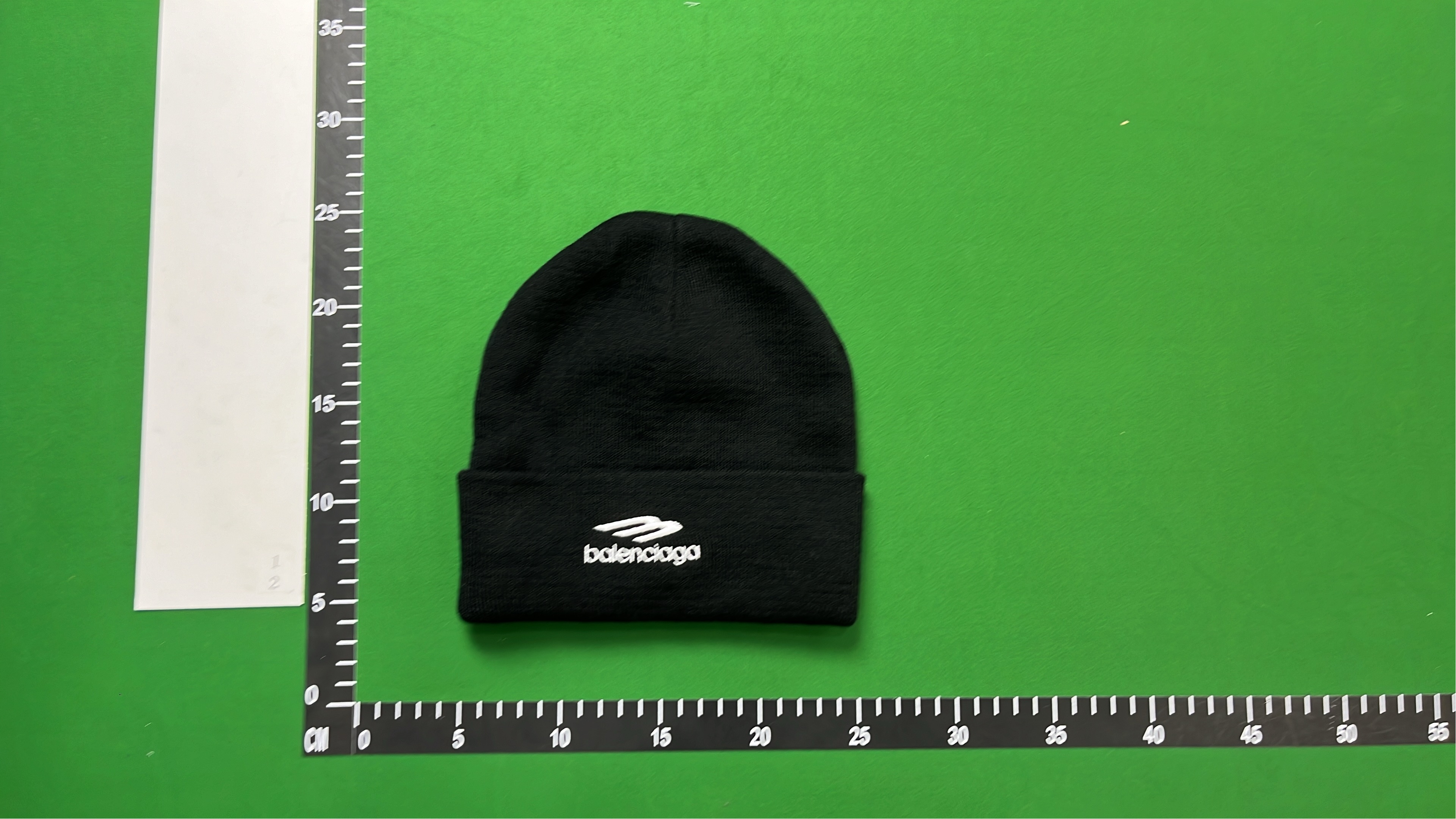 Balenciaga Black Beanie Hat with Logo Embroidery
