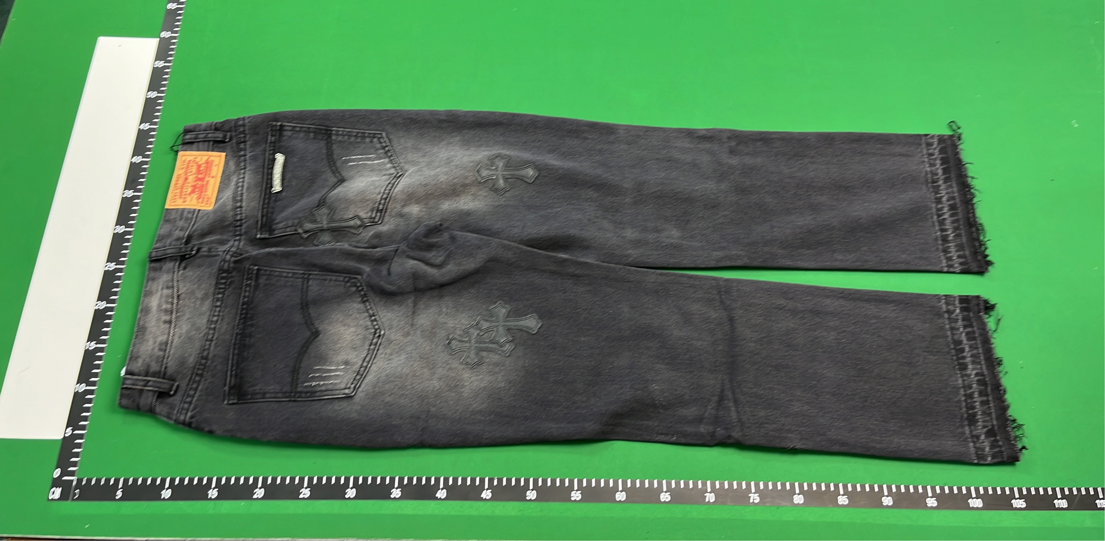 Black Cross Embroidered Jeans for Men - Gothic Style Denim Pants