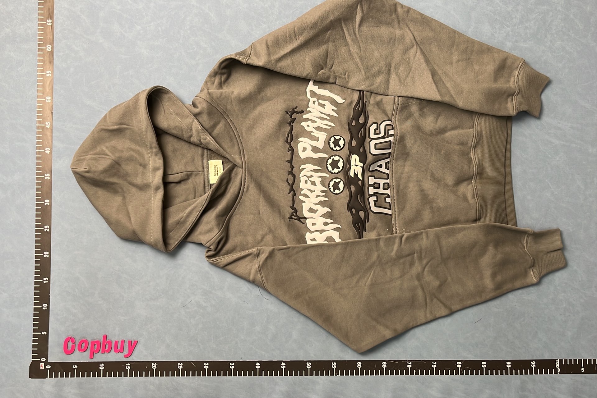 Grey Hoodie with Abstract Print and Bold Logo Design