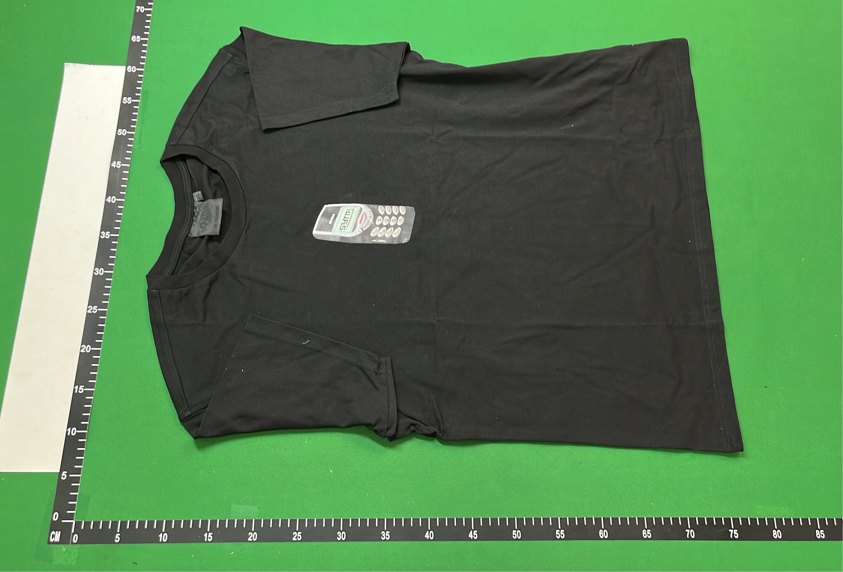 Black T-Shirt with Abstract Phone Graphic Design