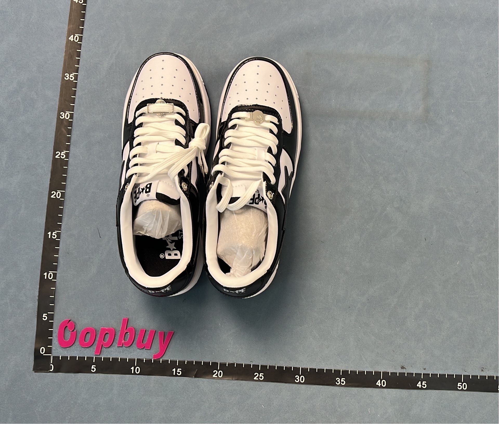 BAPE Sta Low Black White Patent Leather Sneakers