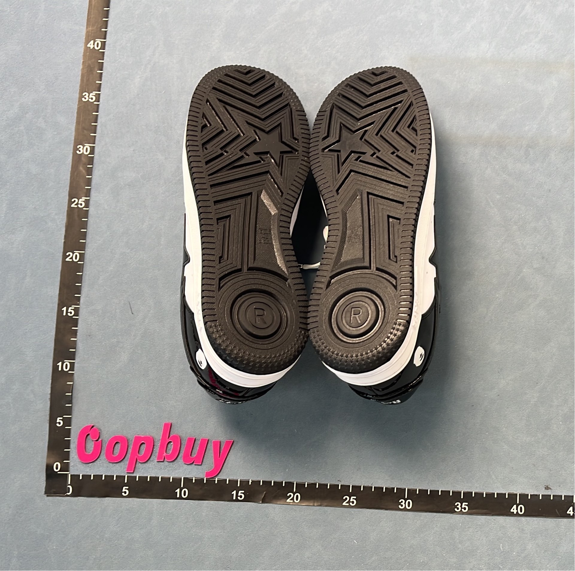 BAPE Sta Low Black White Patent Leather Sneakers