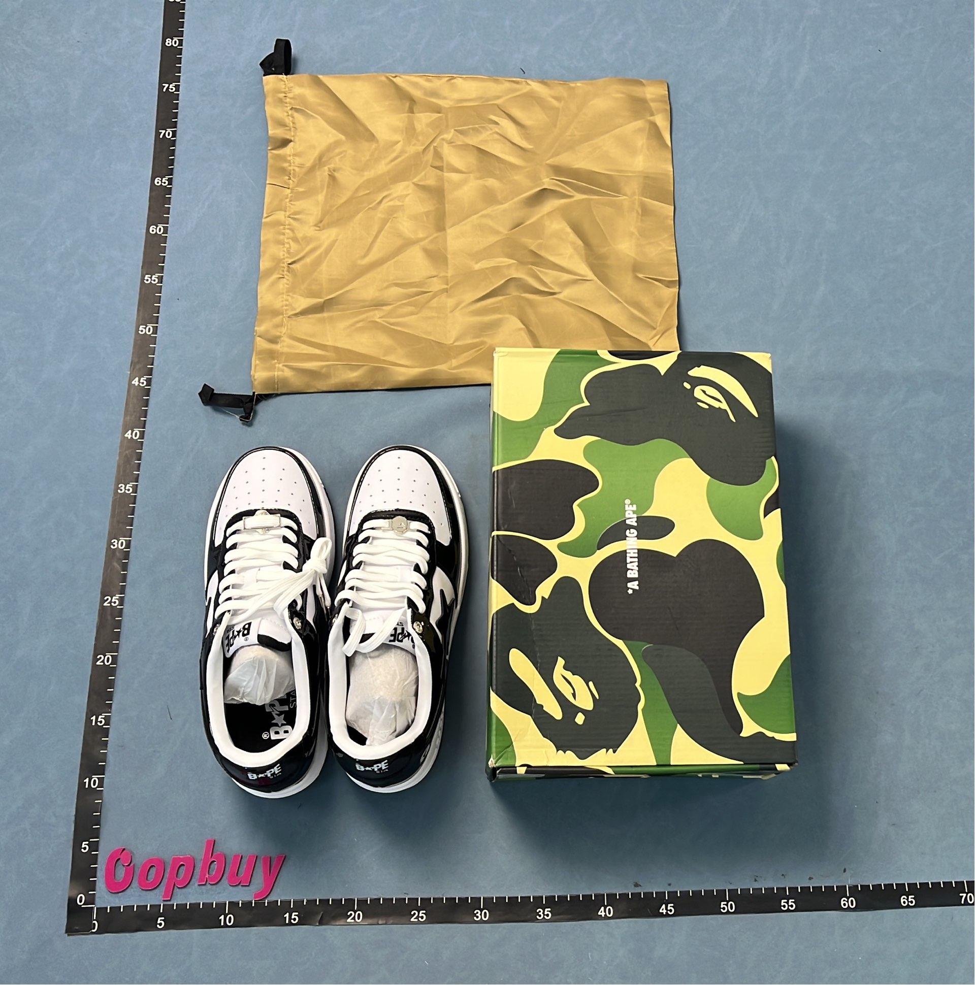 BAPE Sta Low Black White Patent Leather Sneakers