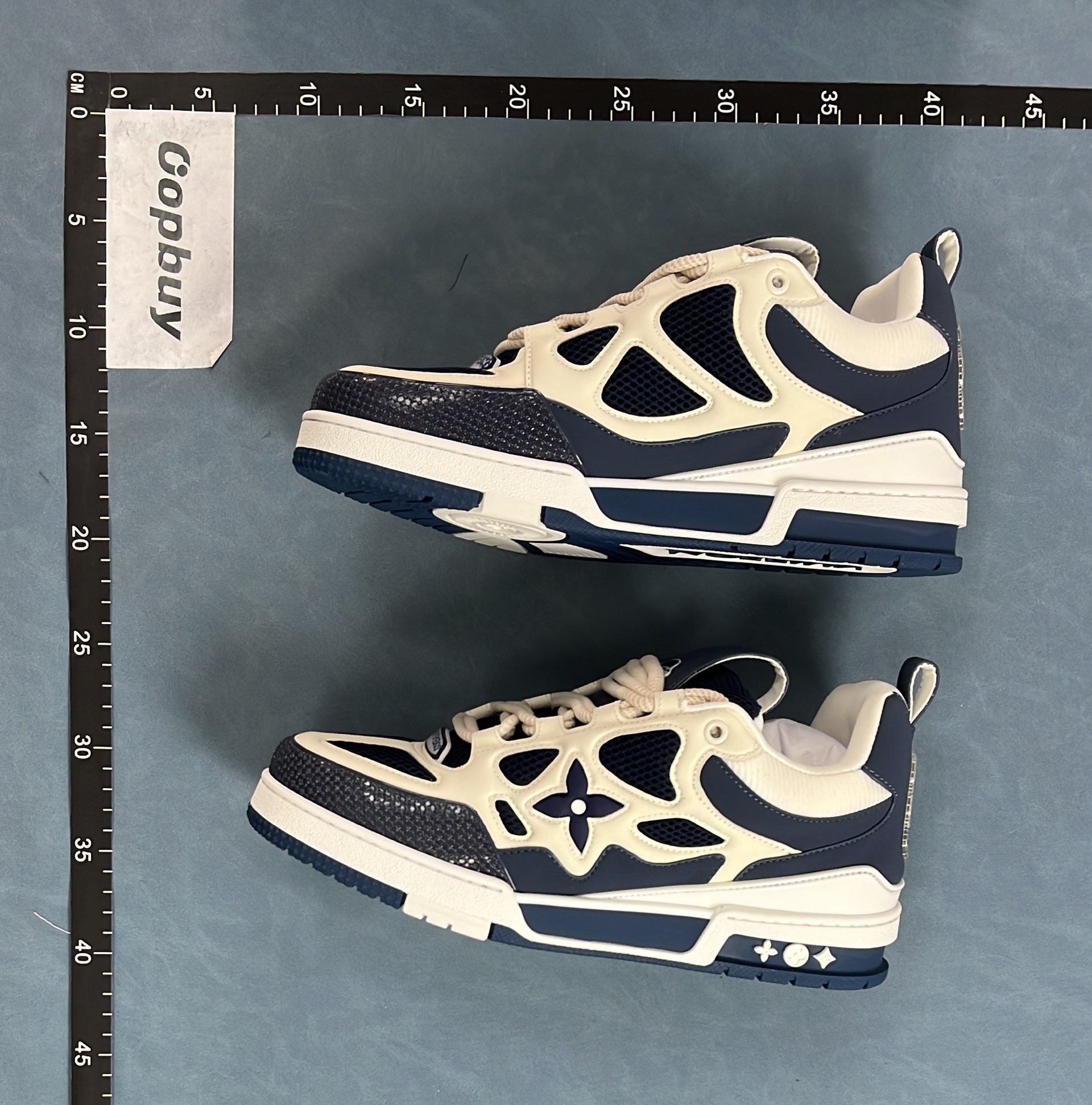 LV Trainer Sneakers Blue White Men Women Luxury Fashion