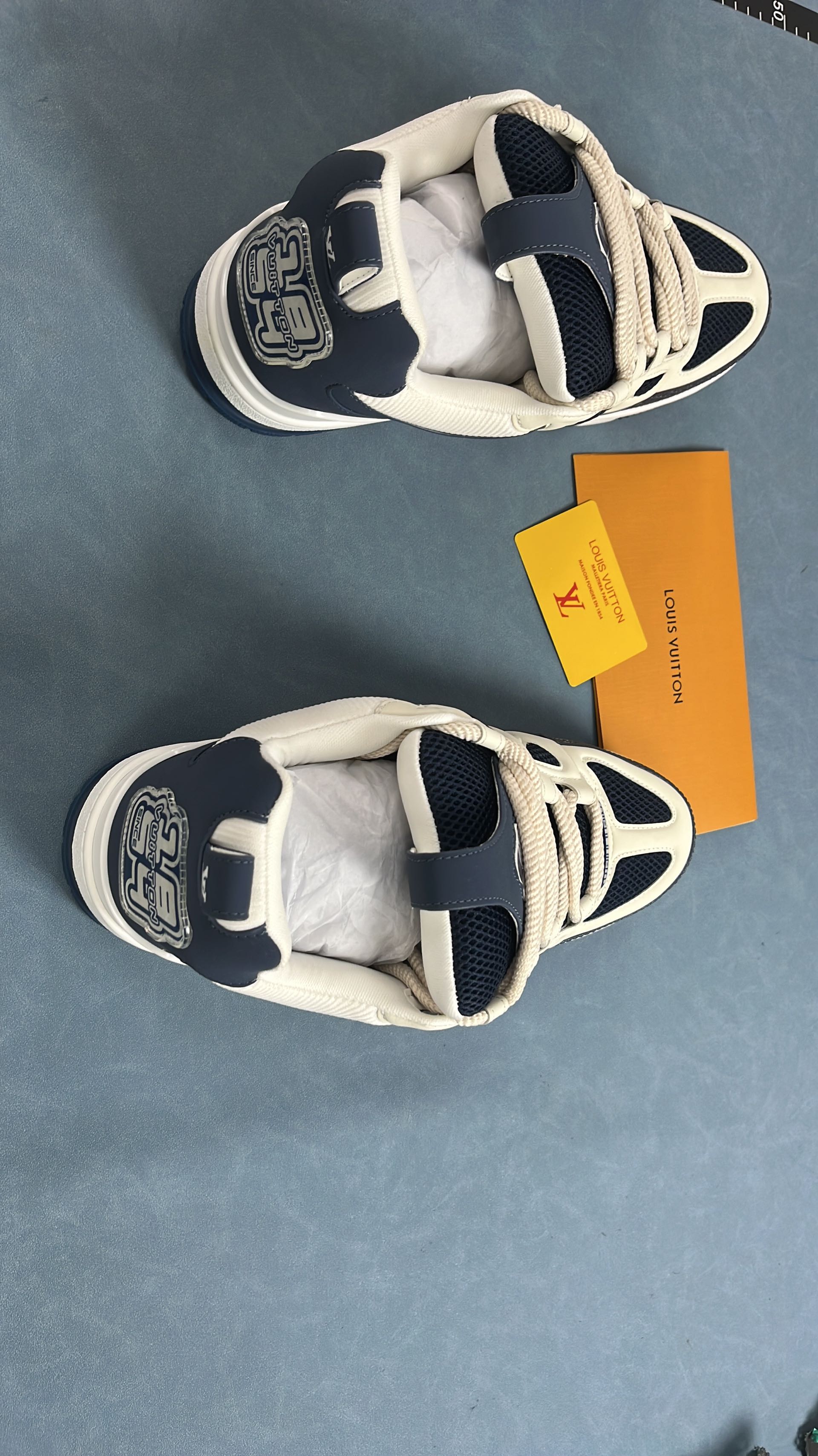 LV Trainer Sneakers Blue White Men Women Luxury Fashion