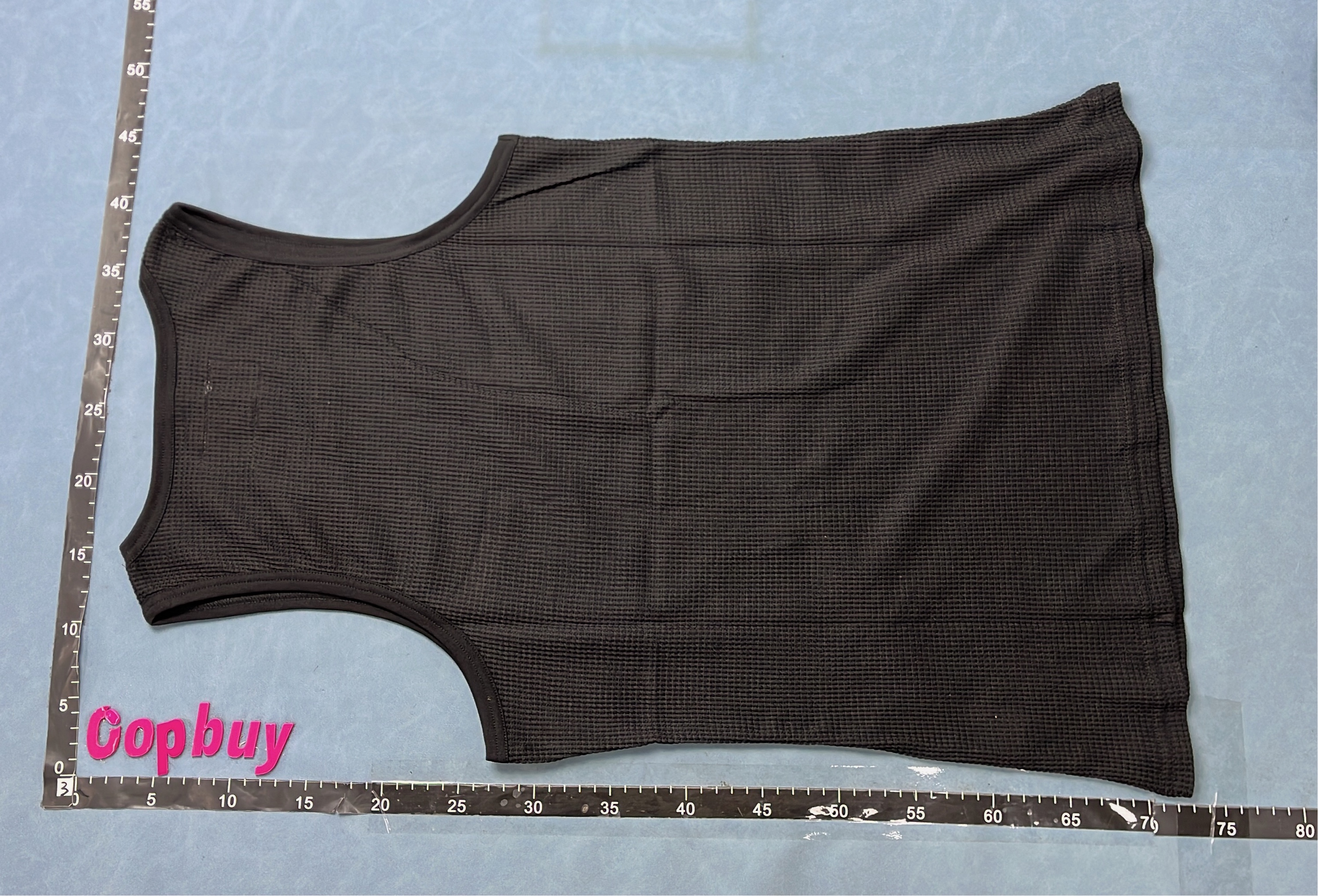 Black Ribbed Tank Top with Yellow Logo