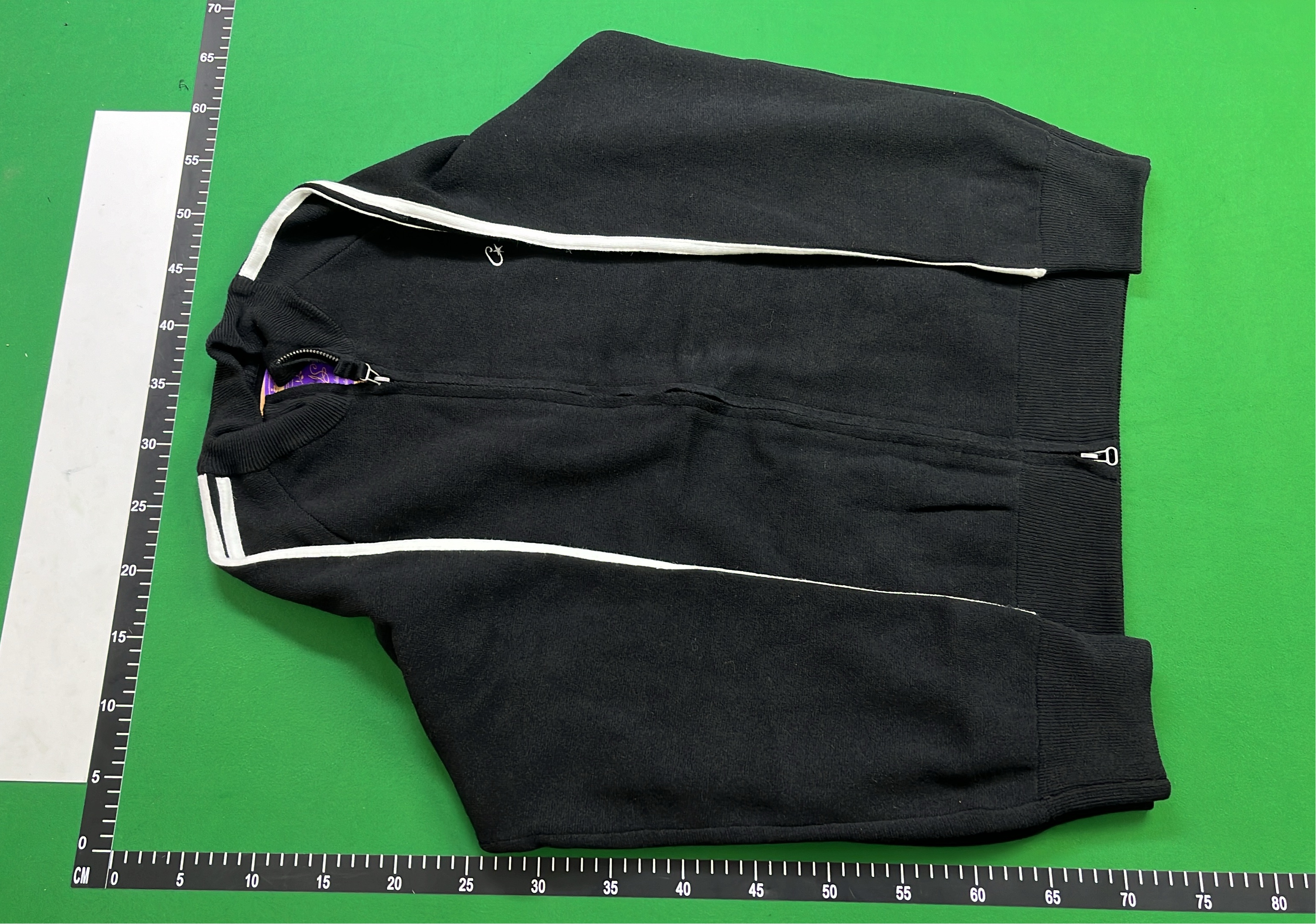 Black Track Jacket with White Stripes