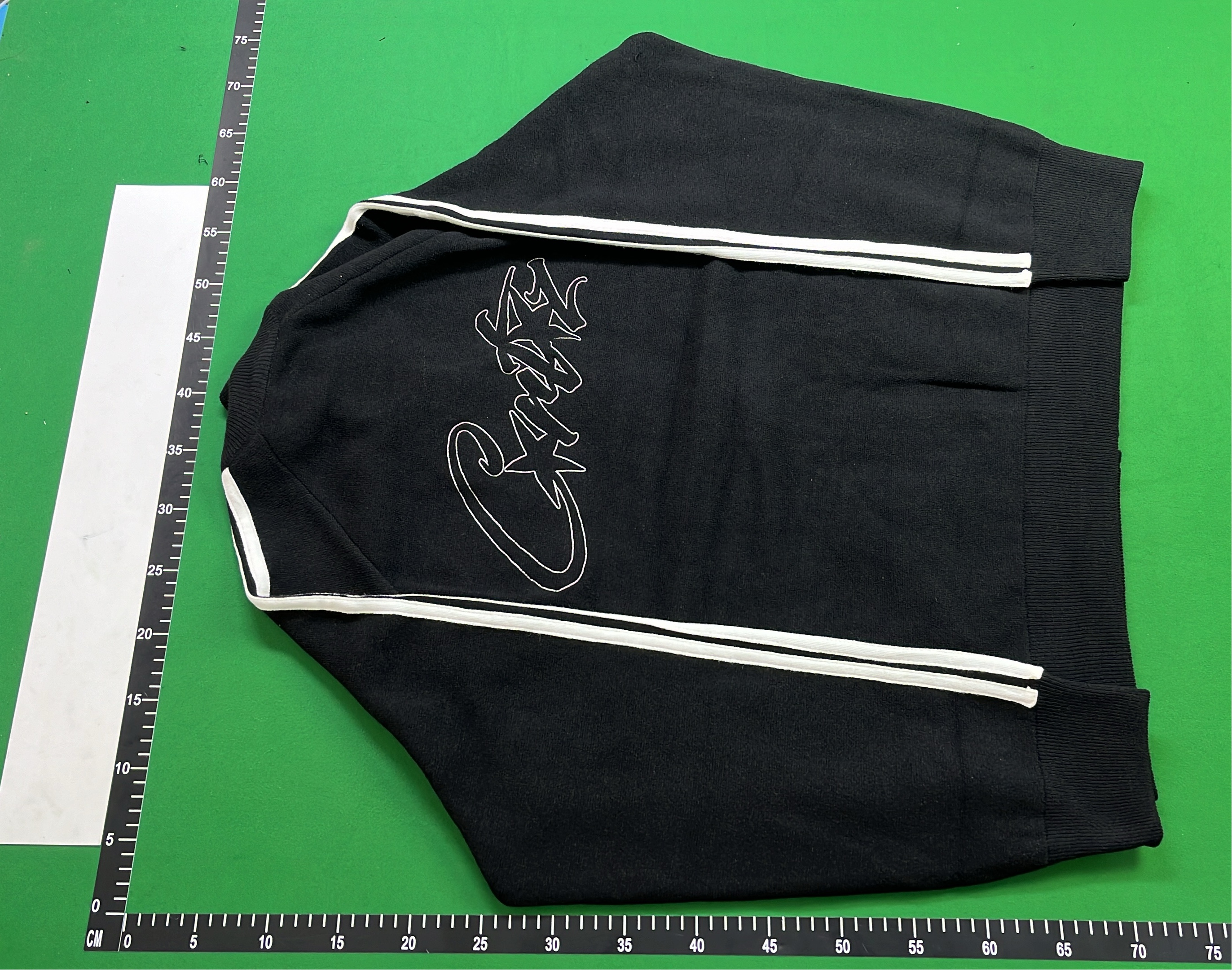 Black Track Jacket with White Stripes