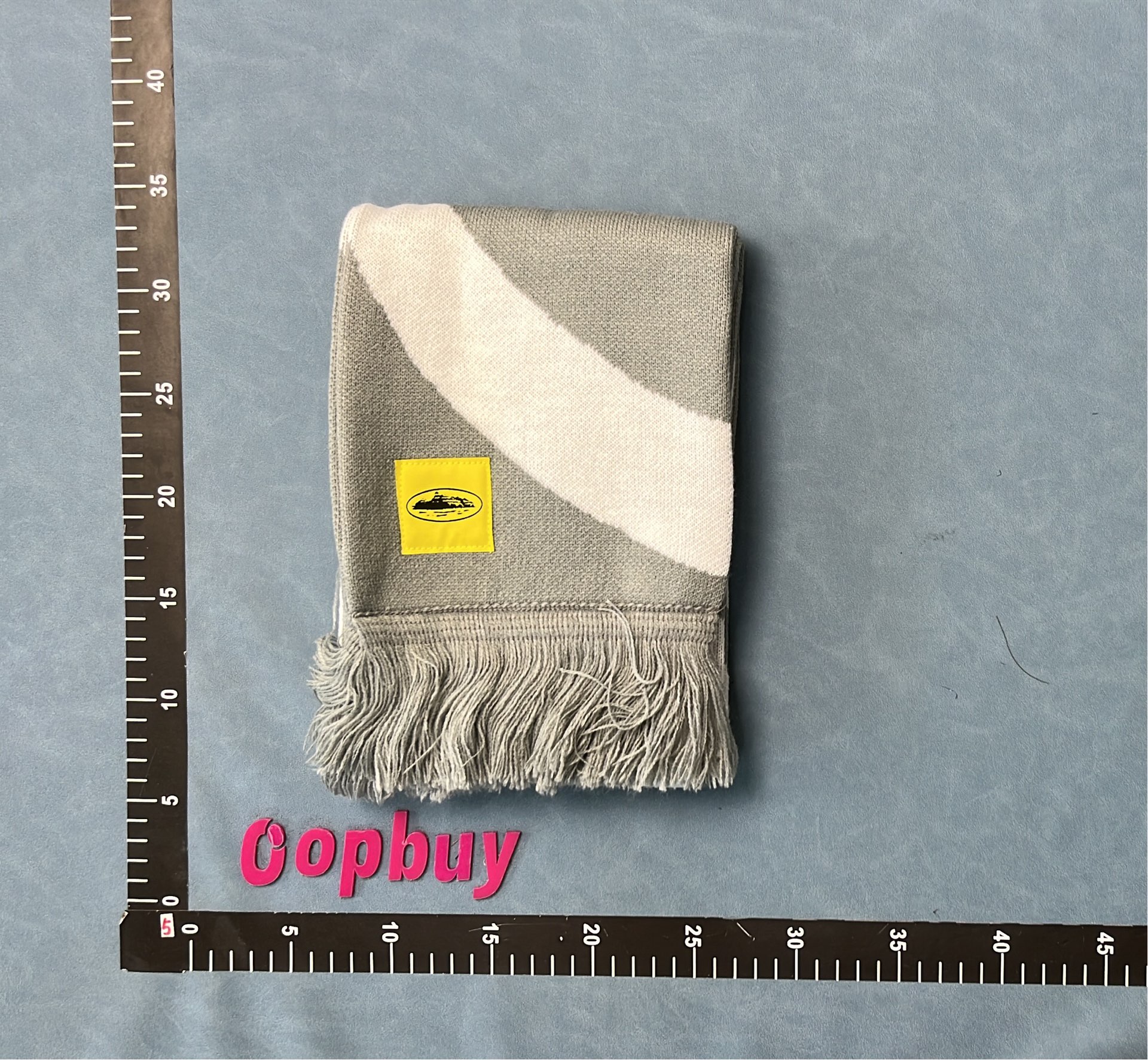 Abstract Pattern Scarf Gray White Fringe Design