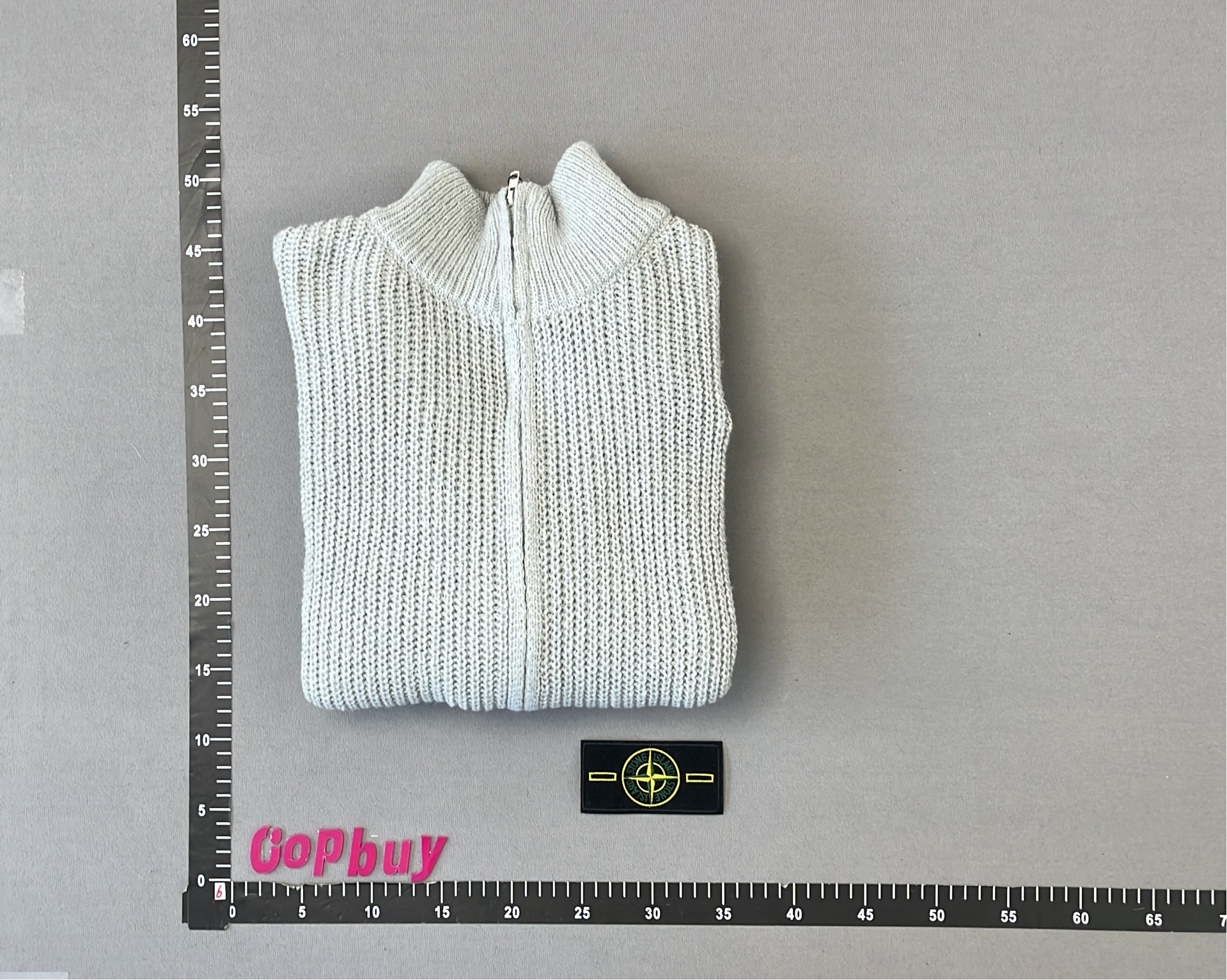 Stone Island High-End Knit Zip-Up Sweater in Black and Gray