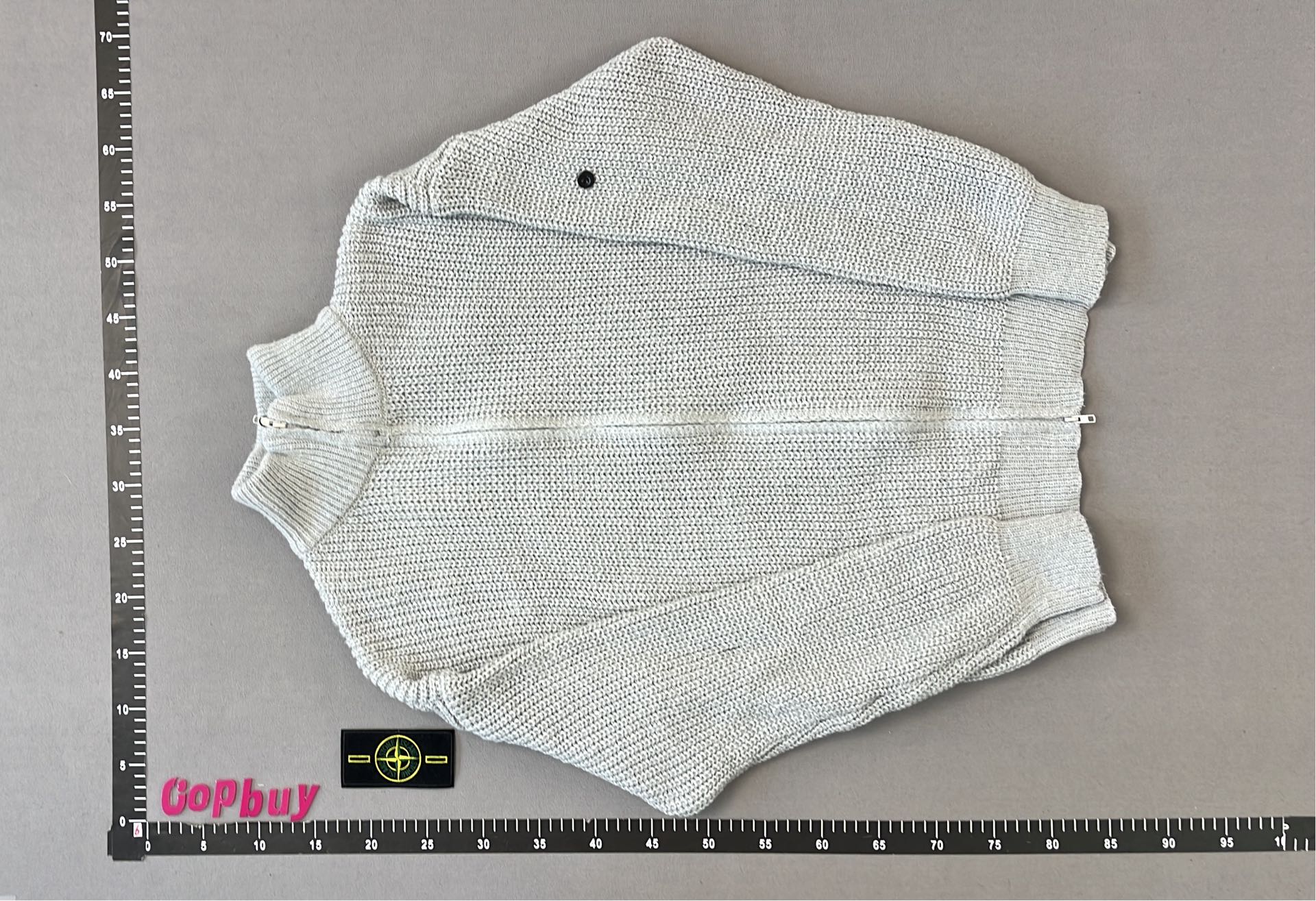 Stone Island High-End Knit Zip-Up Sweater in Black and Gray