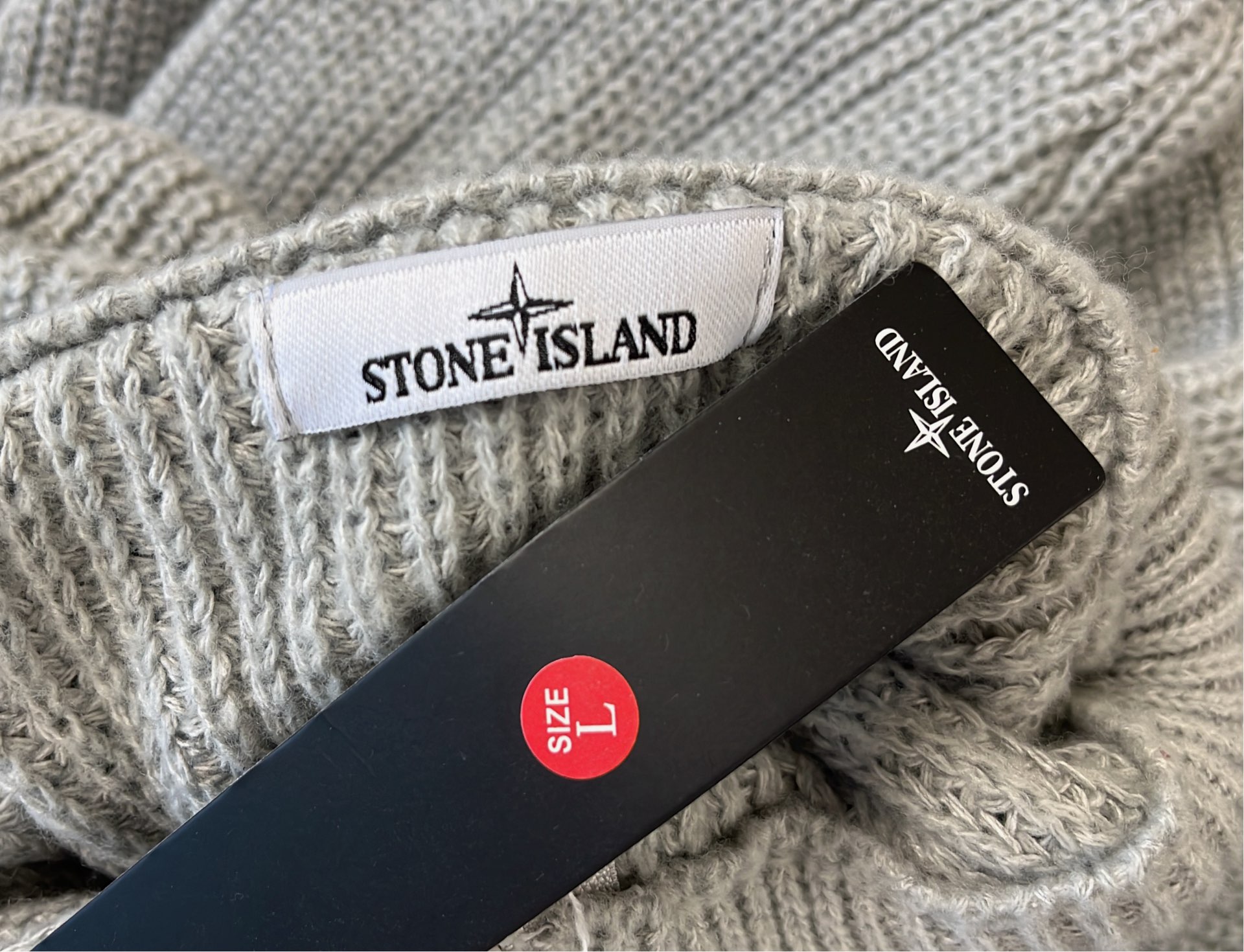 Stone Island High-End Knit Zip-Up Sweater in Black and Gray