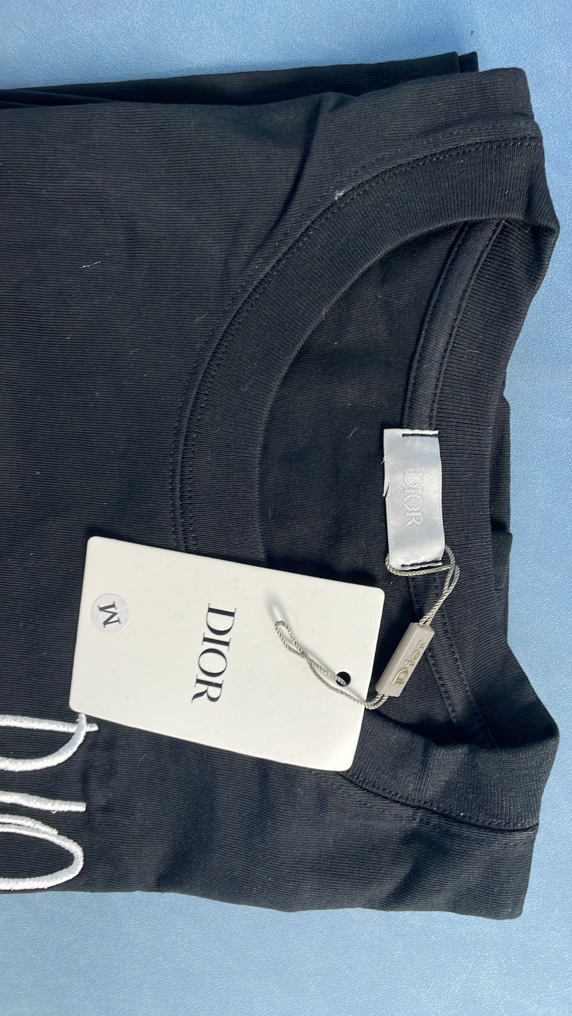 Dior White T-Shirt with Butterfly Embroidery Logo
