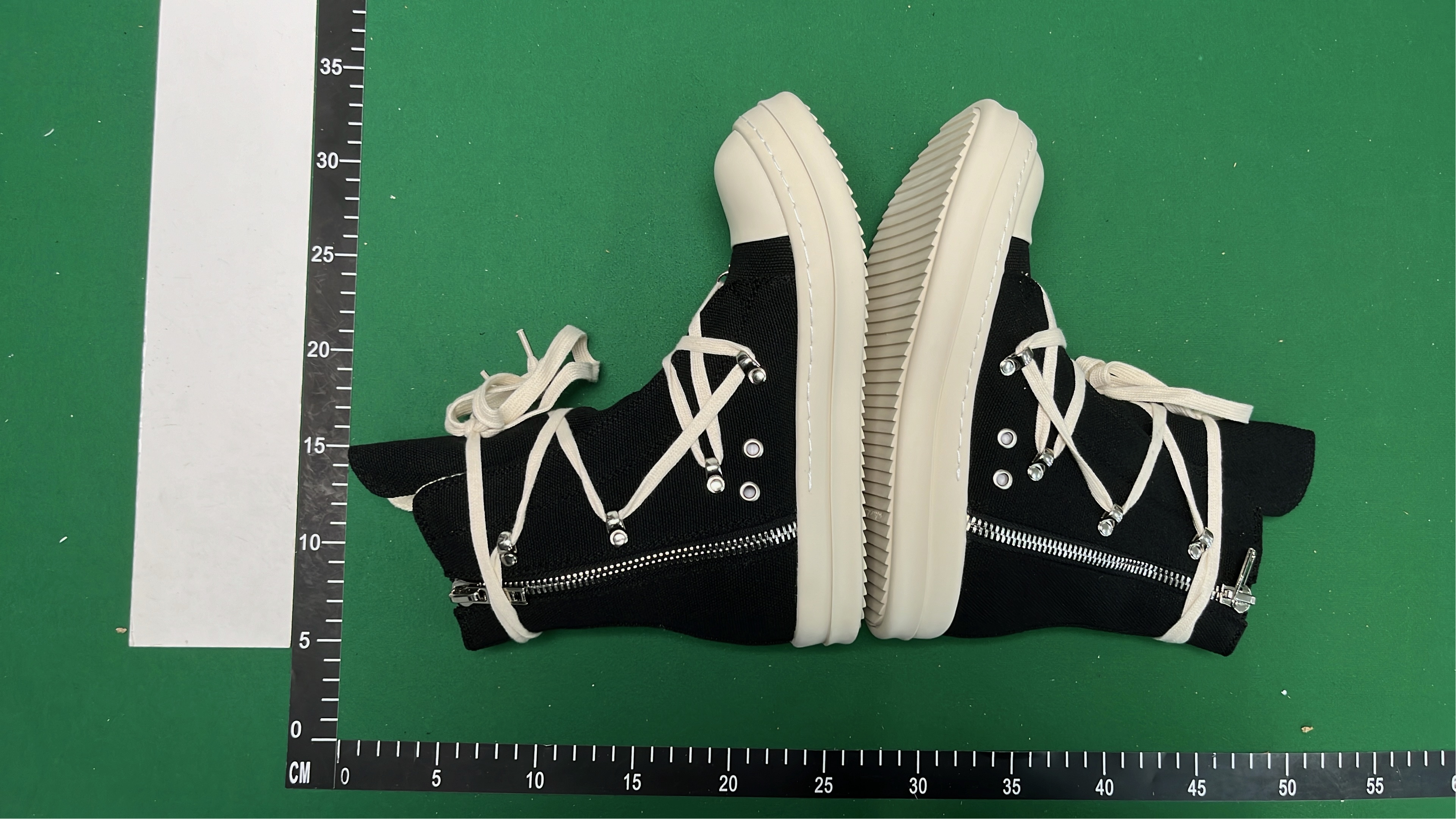 Black High-Top Canvas Sneakers with Cream Laces and Chunky Sole