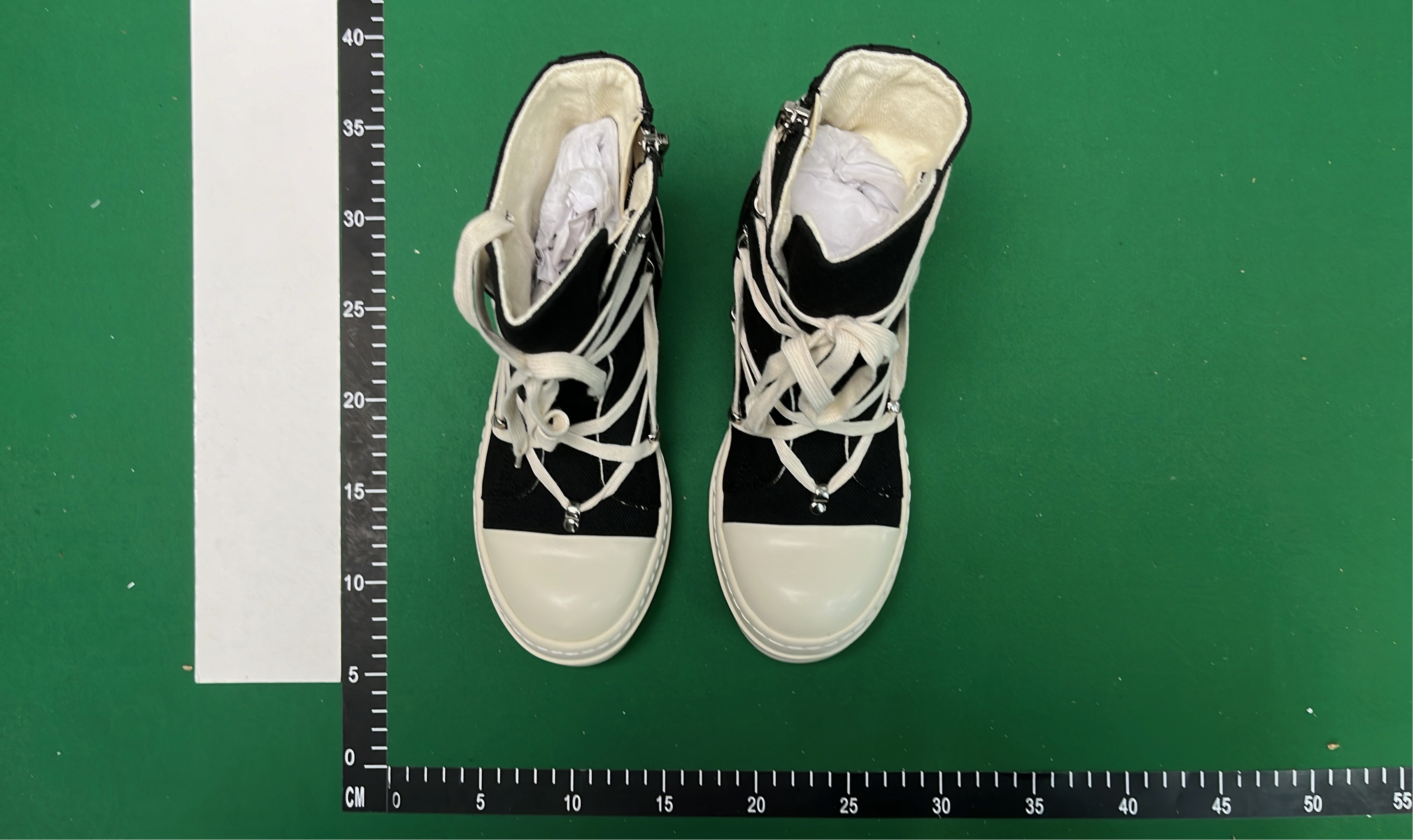 Black High-Top Canvas Sneakers with Cream Laces and Chunky Sole