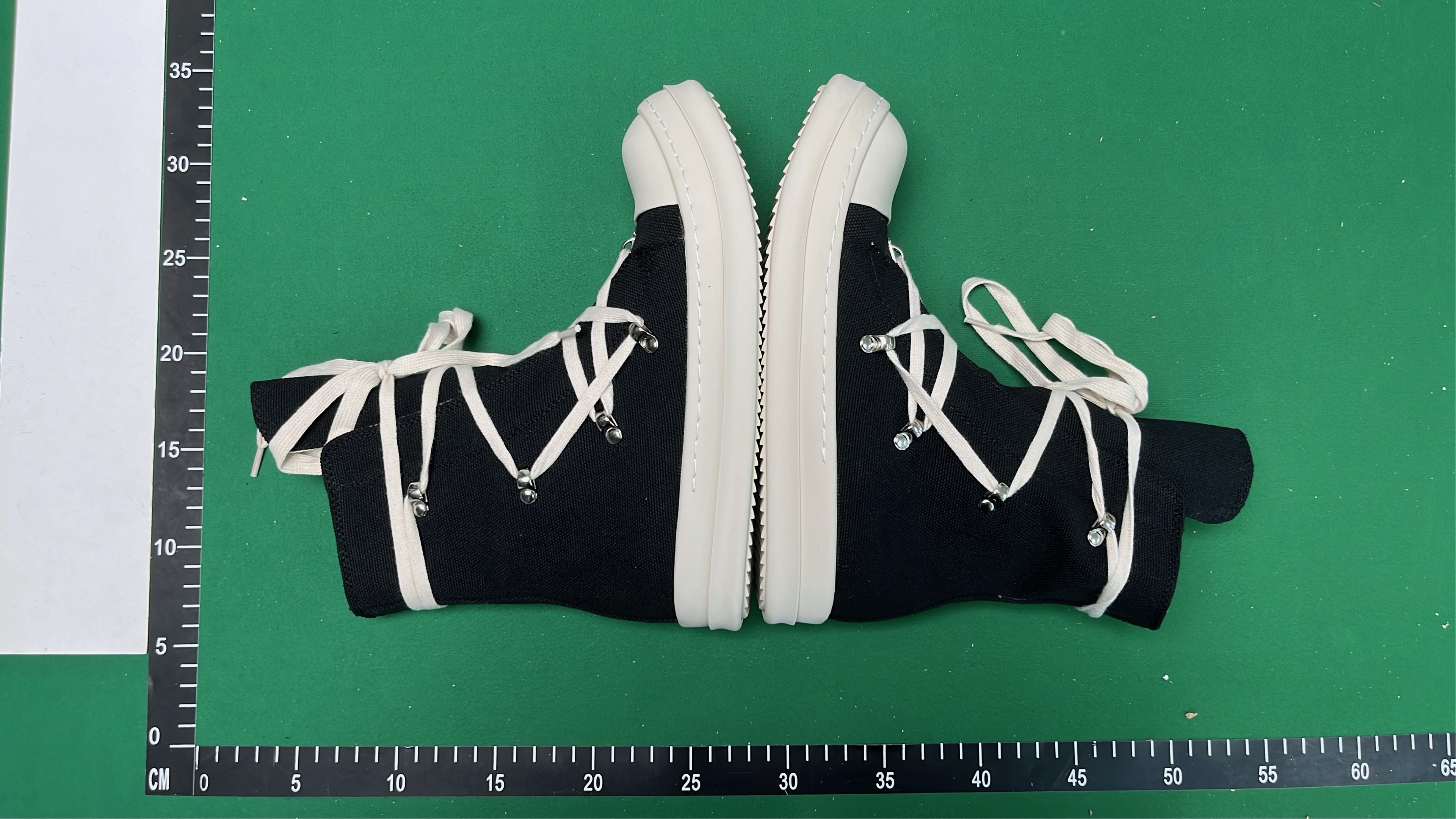 Black High-Top Canvas Sneakers with Cream Laces and Chunky Sole