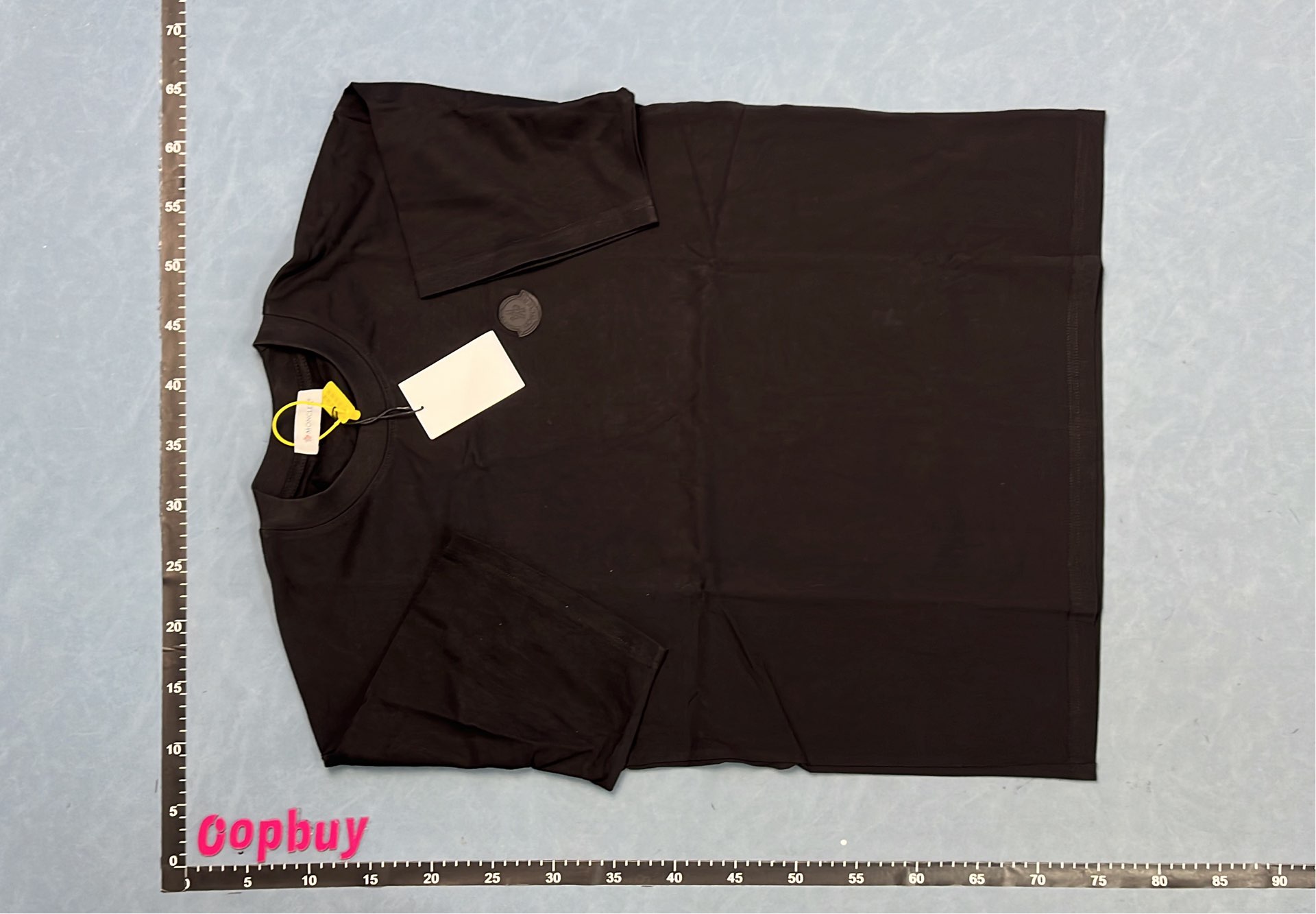 Moncler Black T-Shirt with Pink Logo Embroidery