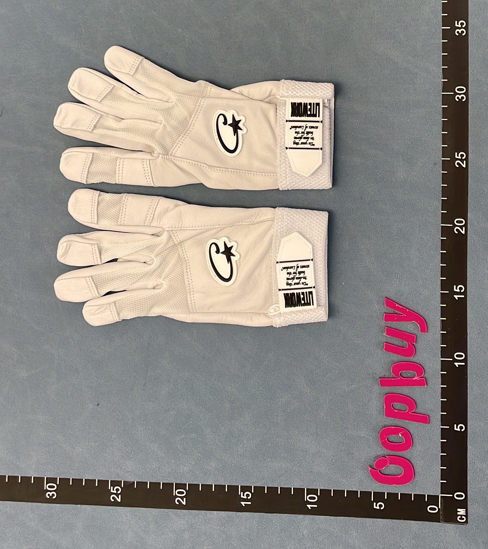 White Leather Baseball Gloves with Black Logo