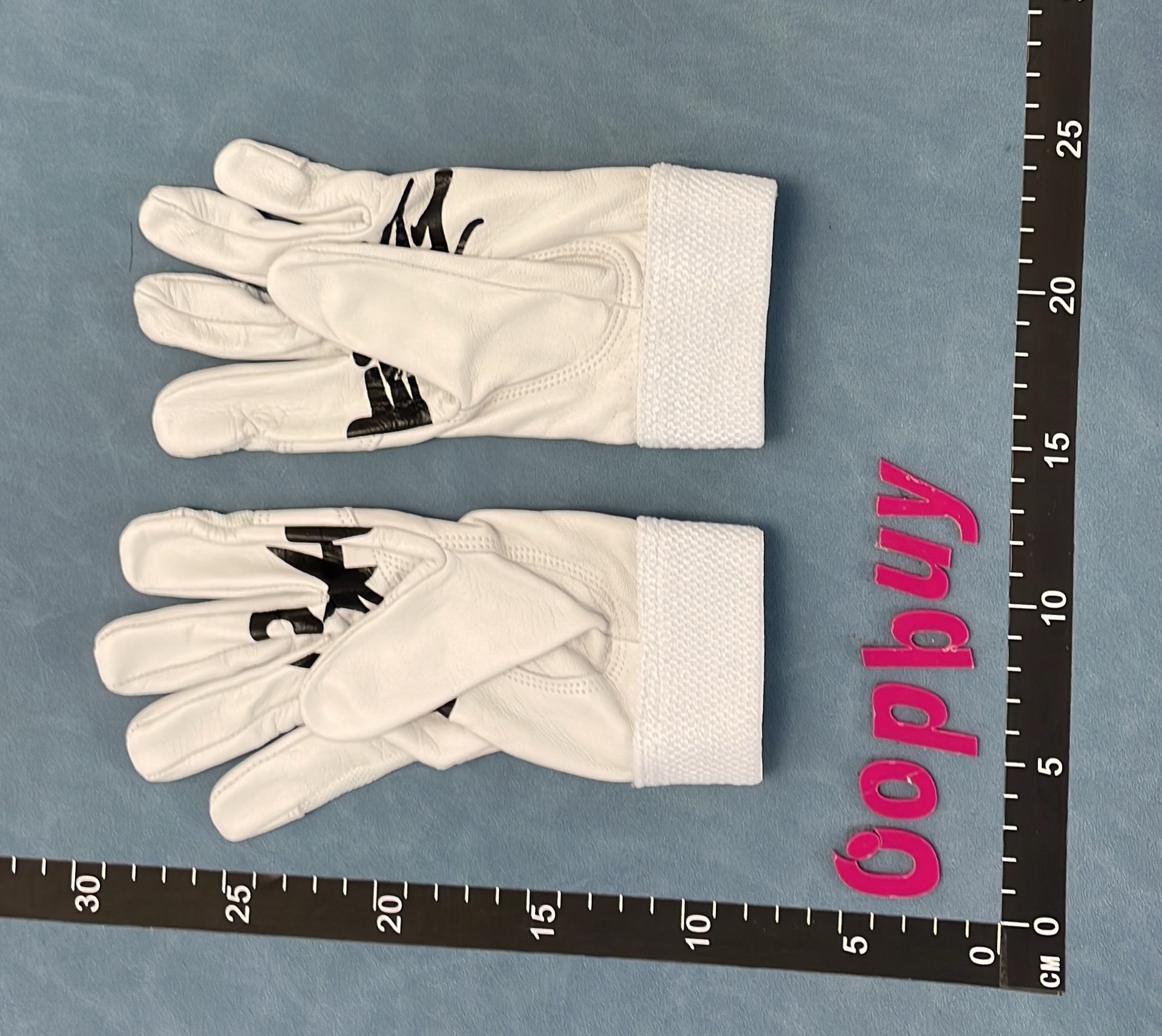 White Leather Baseball Gloves with Black Logo