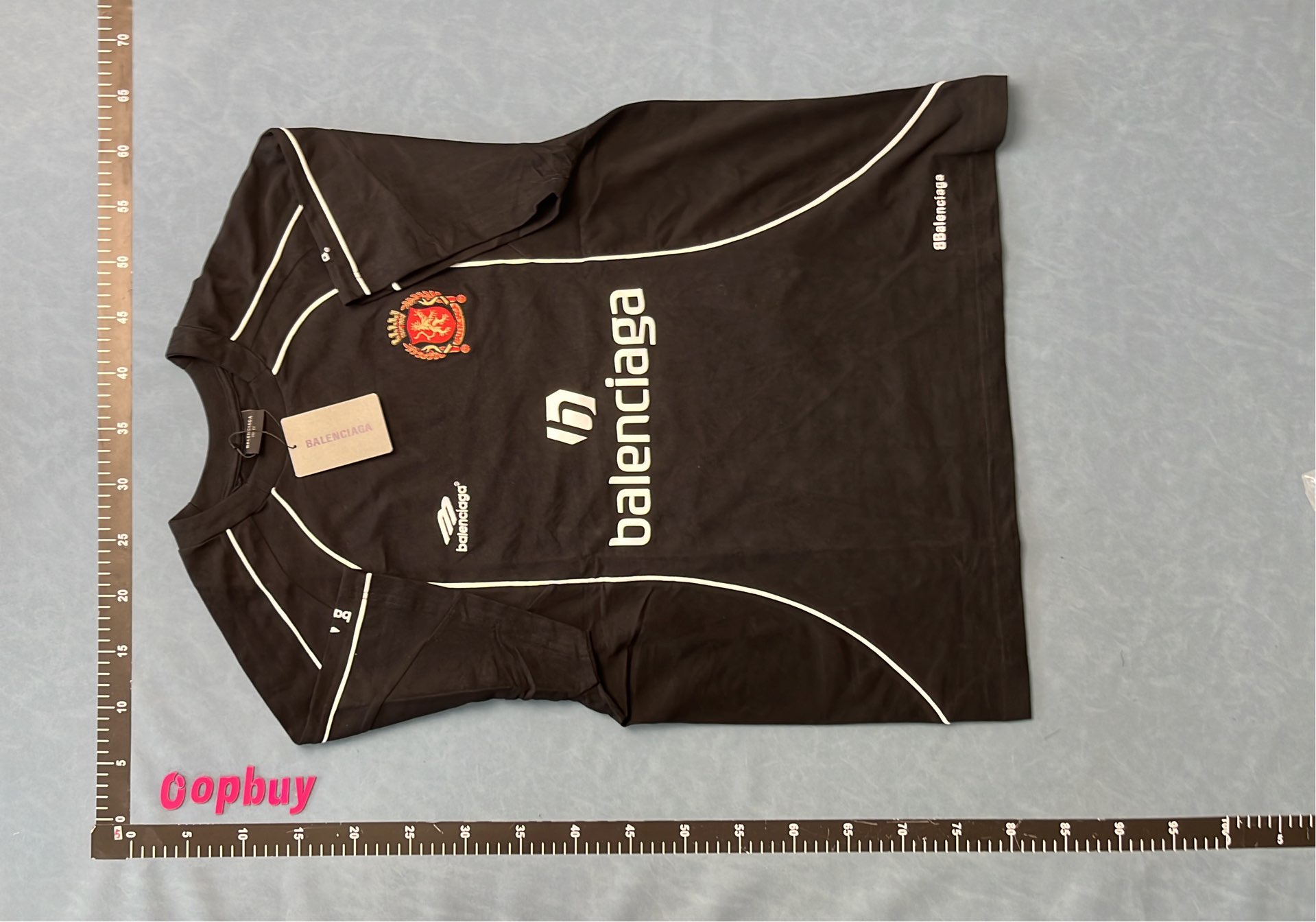 Balenciaga Black T-Shirt with Reflective Stripes and Logo