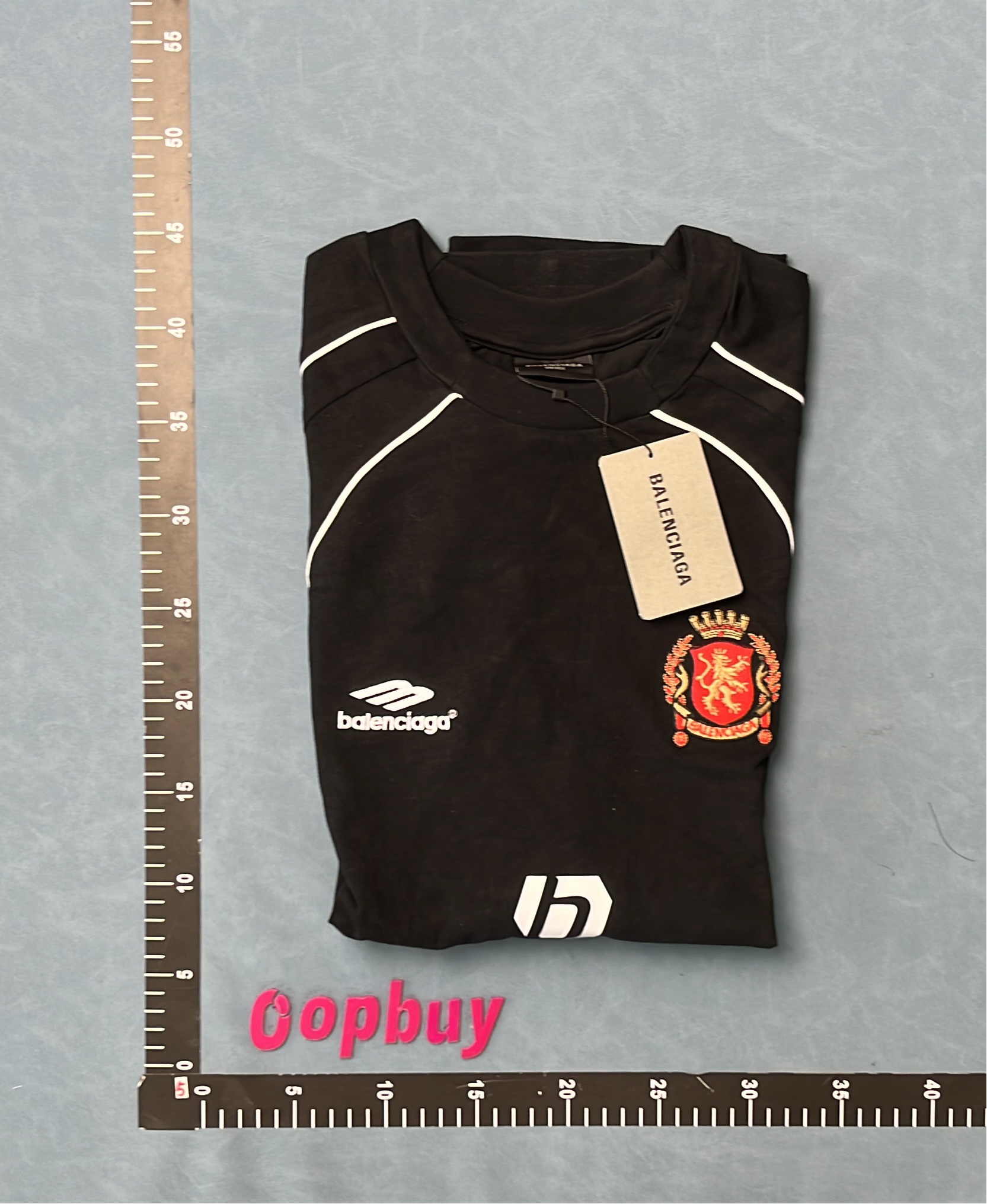 Balenciaga Black T-Shirt with Reflective Stripes and Logo