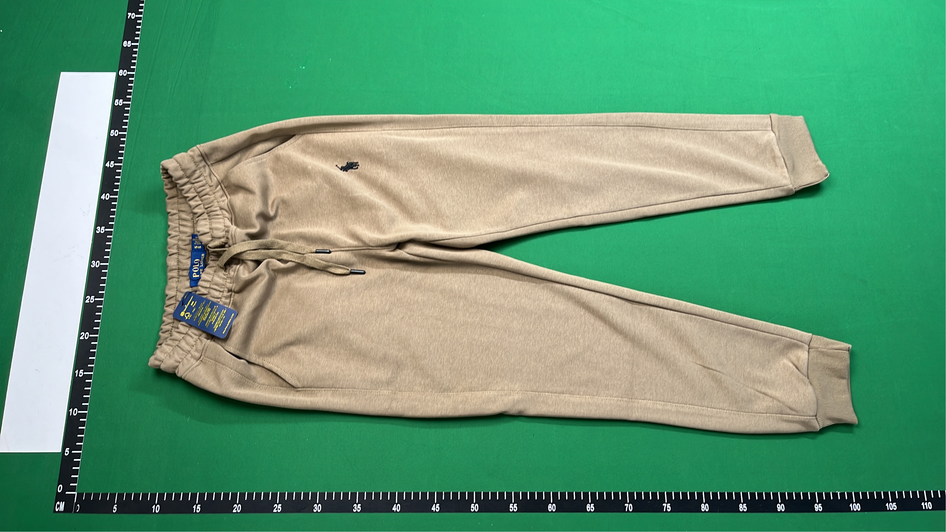Beige Drawstring Jogger Pants with Logo