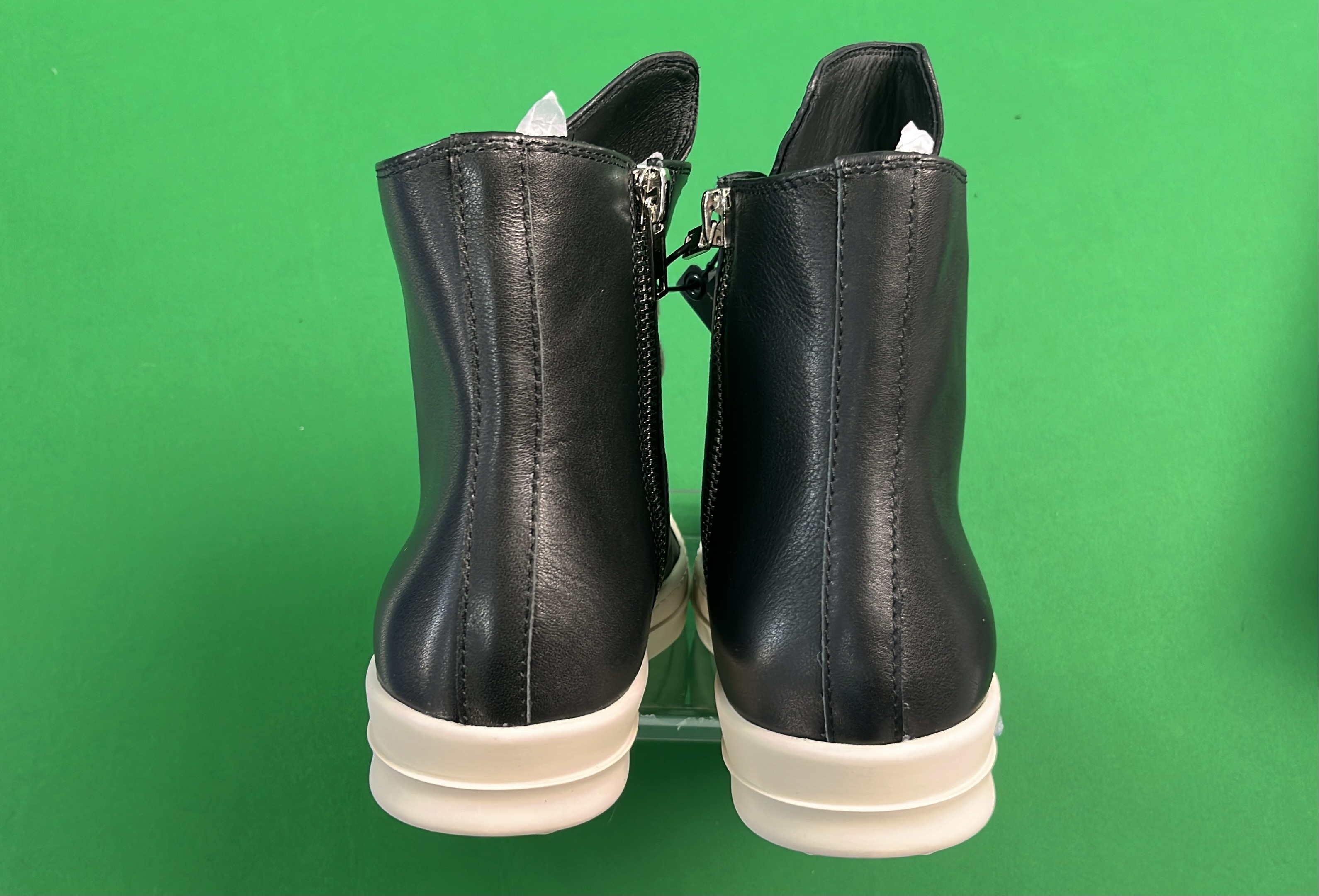 Rick Owens Red High-Top Sneakers with Beige Laces